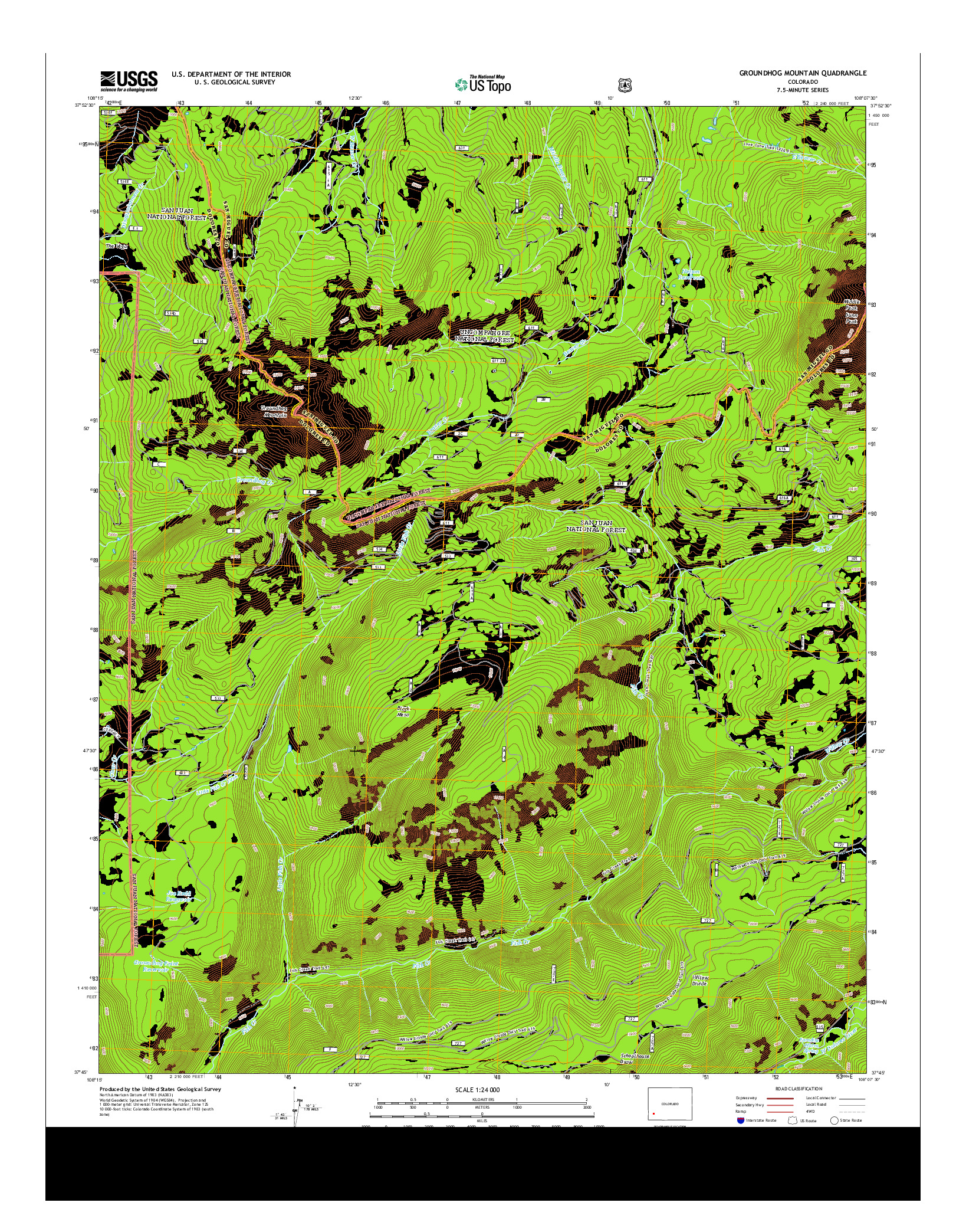 USGS US TOPO 7.5-MINUTE MAP FOR GROUNDHOG MOUNTAIN, CO 2013