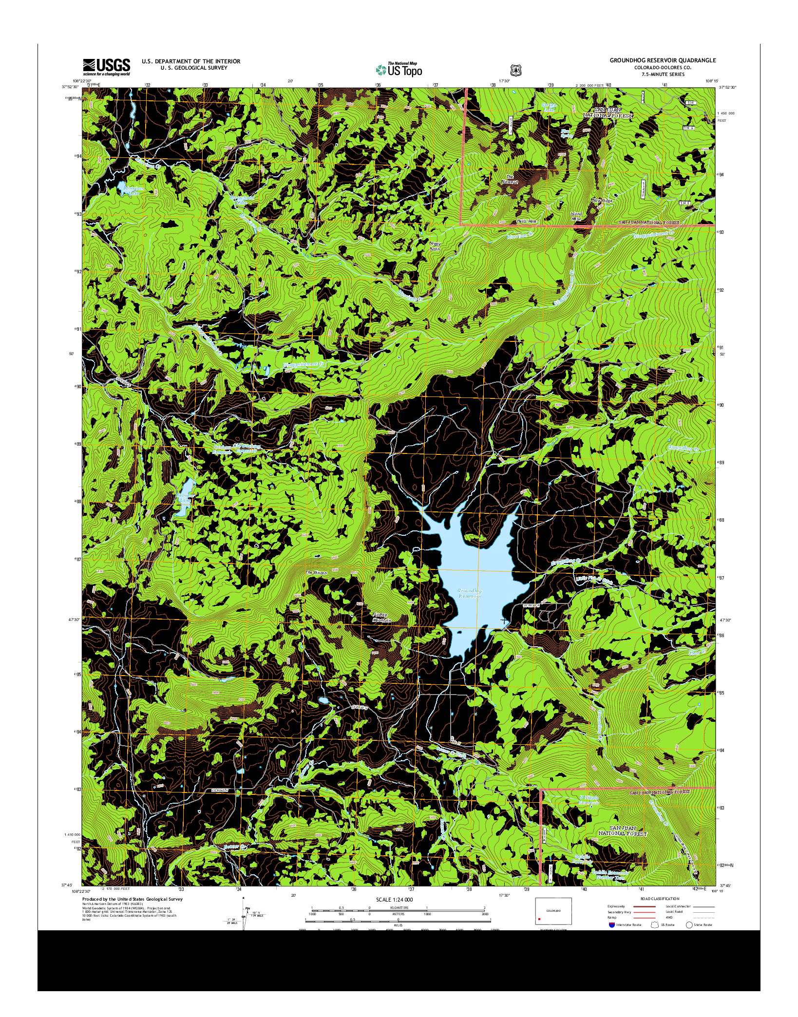 USGS US TOPO 7.5-MINUTE MAP FOR GROUNDHOG RESERVOIR, CO 2013