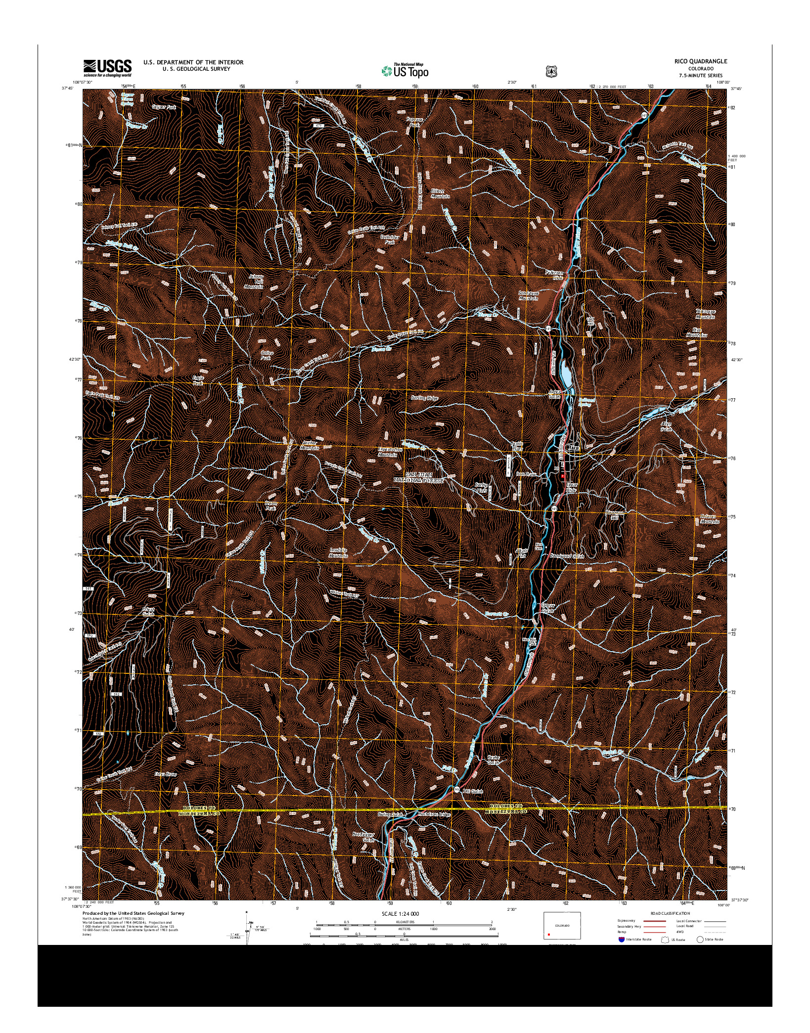 USGS US TOPO 7.5-MINUTE MAP FOR RICO, CO 2013