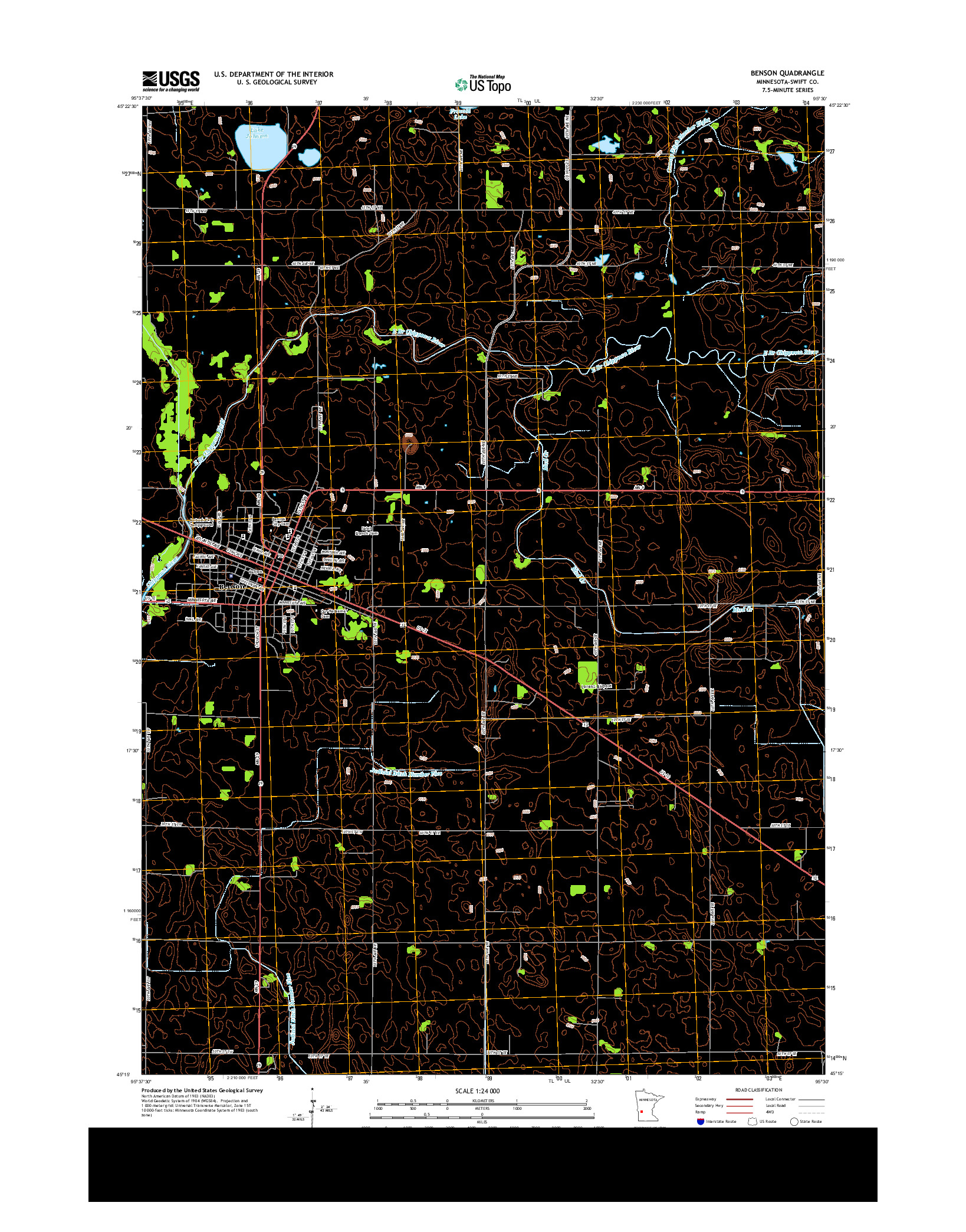 USGS US TOPO 7.5-MINUTE MAP FOR BENSON, MN 2013