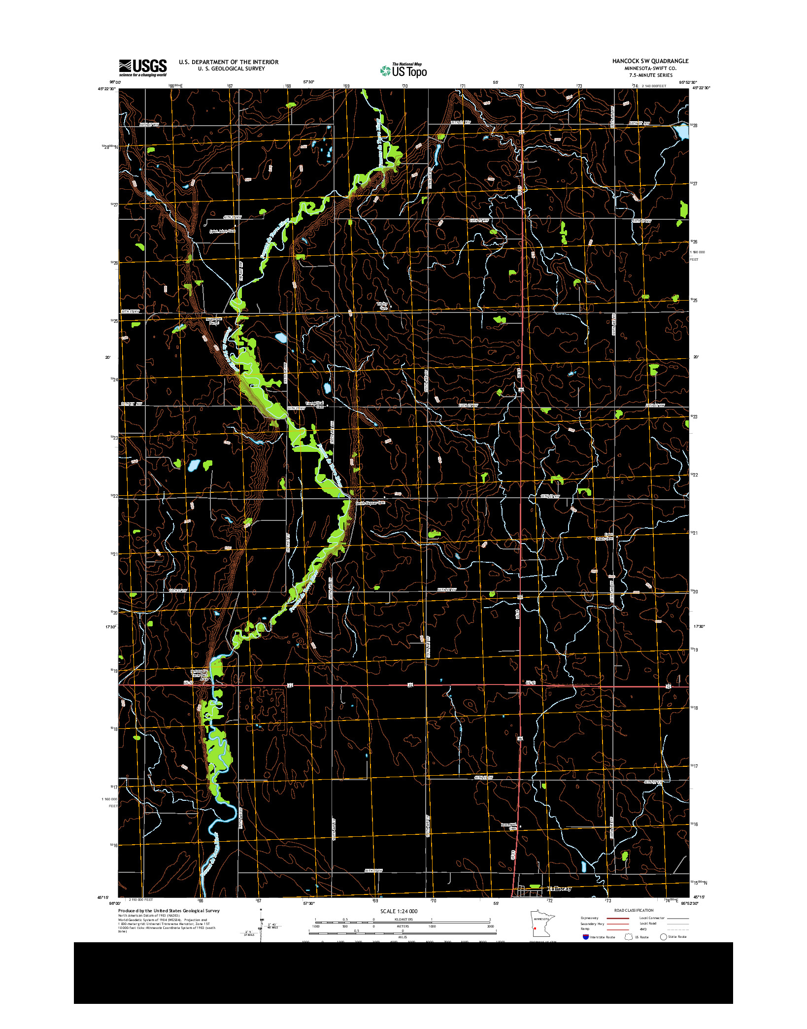 USGS US TOPO 7.5-MINUTE MAP FOR HANCOCK SW, MN 2013