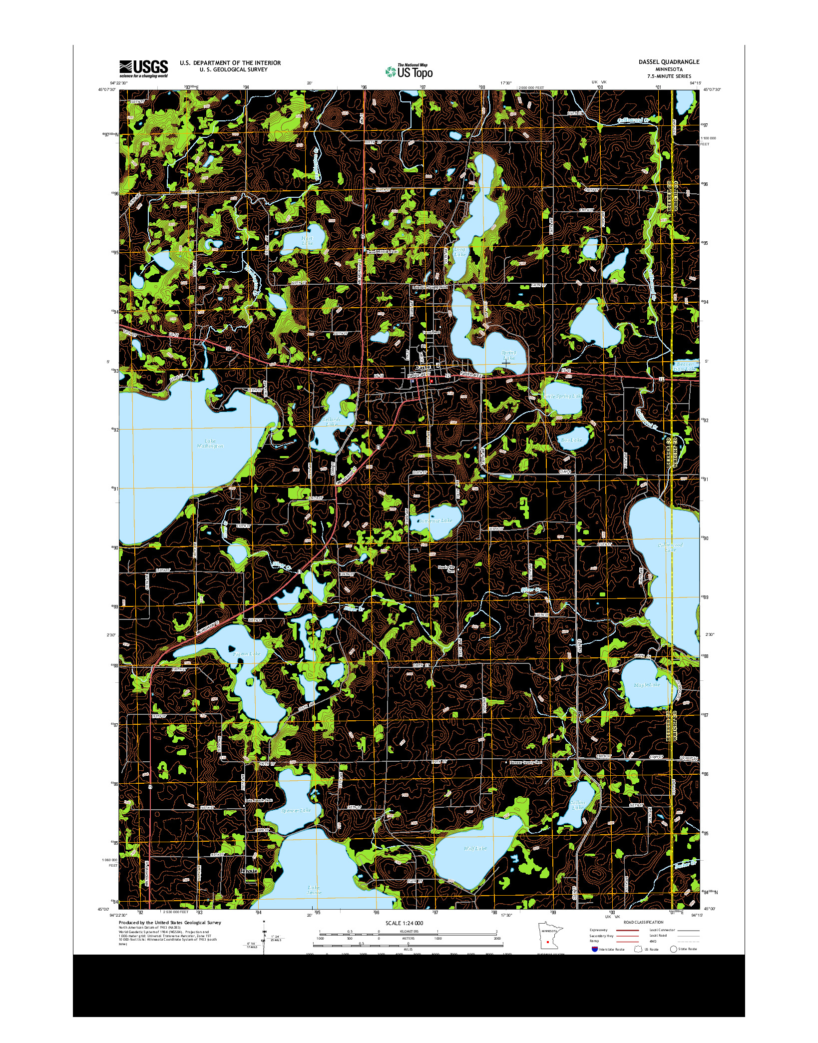 USGS US TOPO 7.5-MINUTE MAP FOR DASSEL, MN 2013