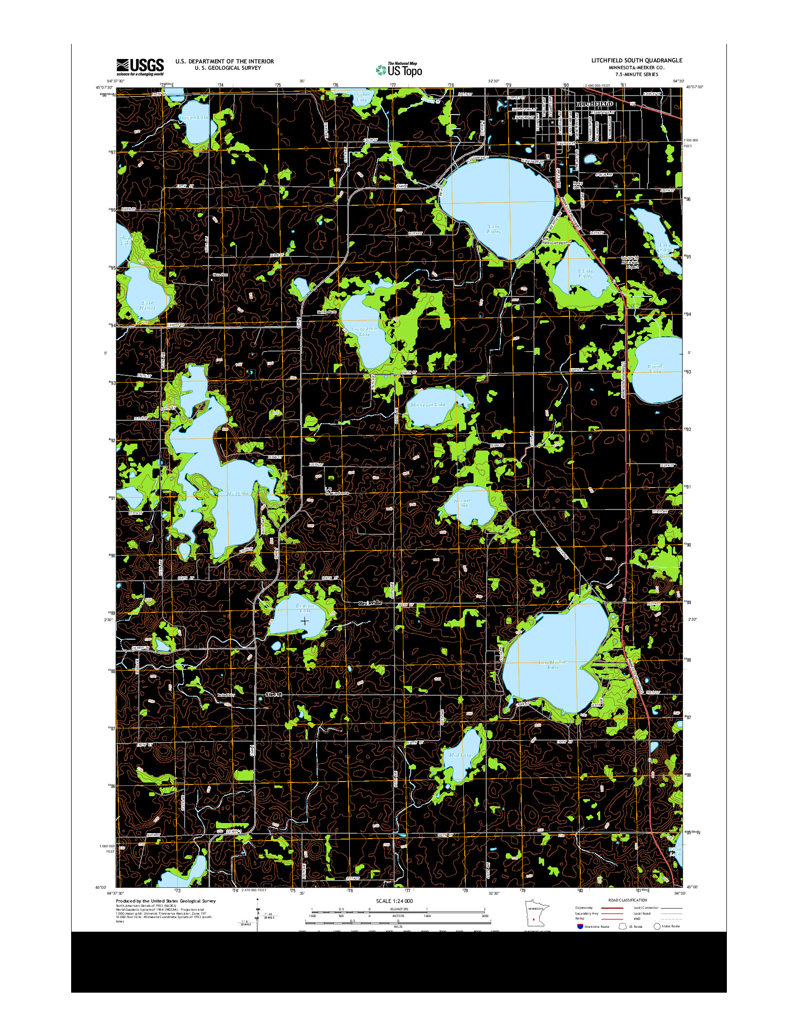 USGS US TOPO 7.5-MINUTE MAP FOR LITCHFIELD SOUTH, MN 2013