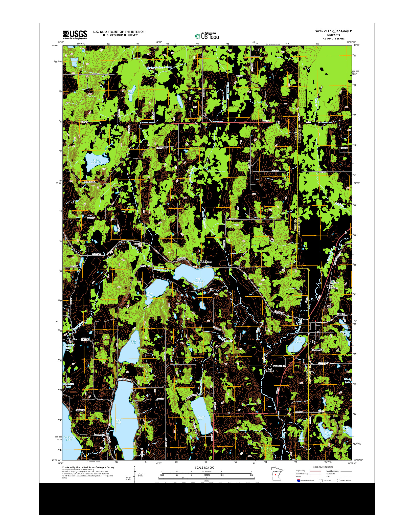 USGS US TOPO 7.5-MINUTE MAP FOR SWANVILLE, MN 2013