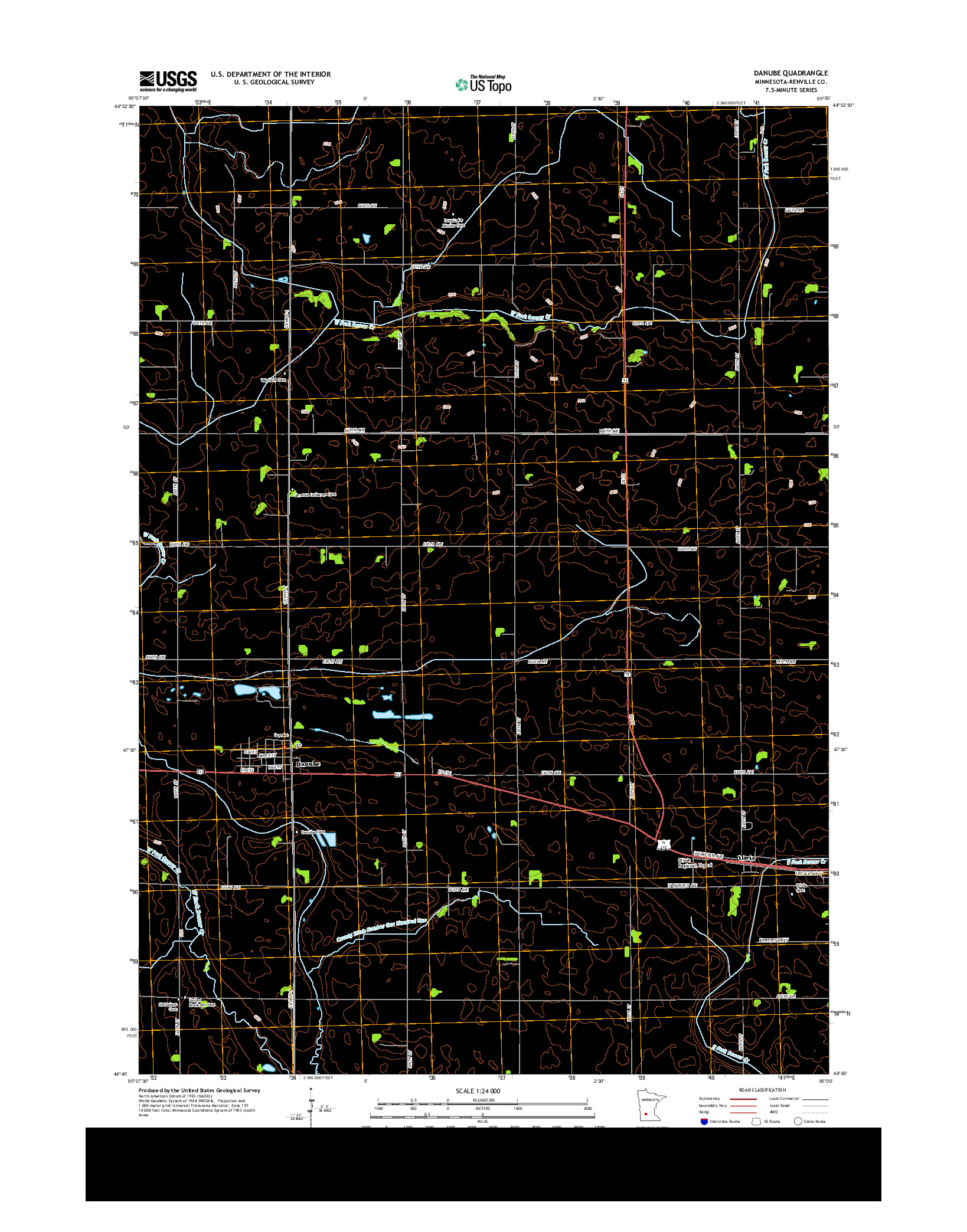 USGS US TOPO 7.5-MINUTE MAP FOR DANUBE, MN 2013