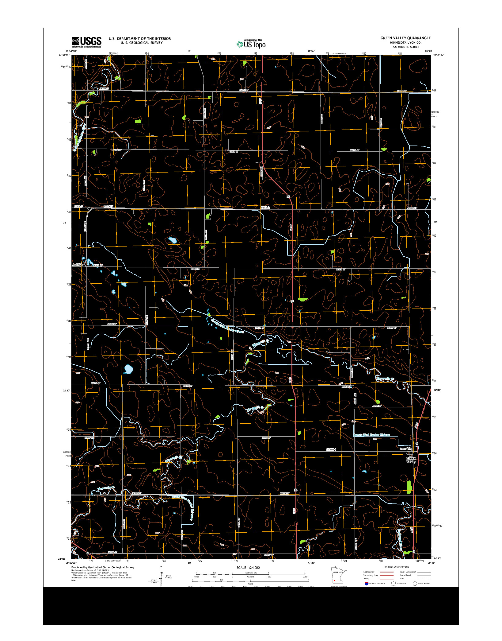 USGS US TOPO 7.5-MINUTE MAP FOR GREEN VALLEY, MN 2013