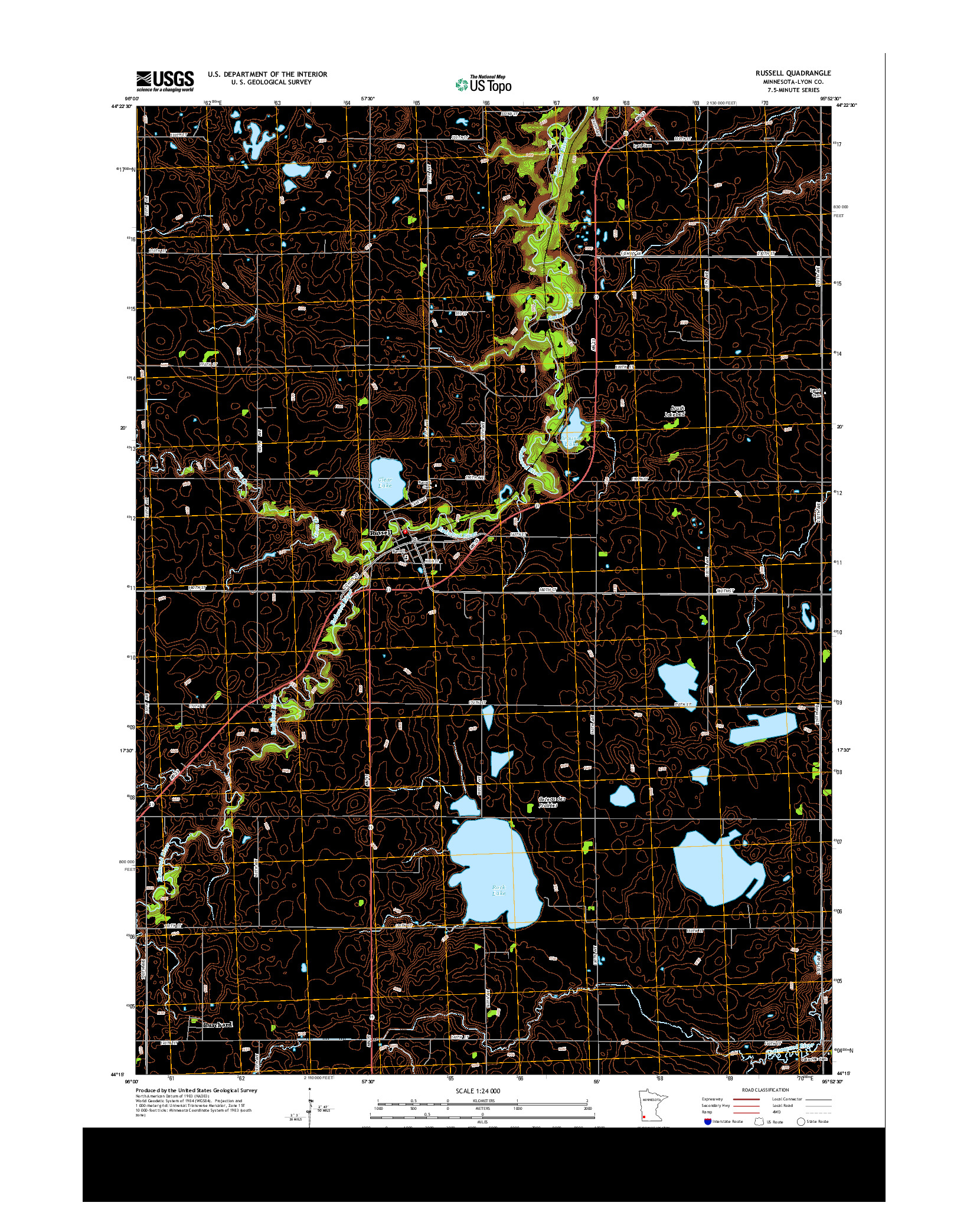 USGS US TOPO 7.5-MINUTE MAP FOR RUSSELL, MN 2013