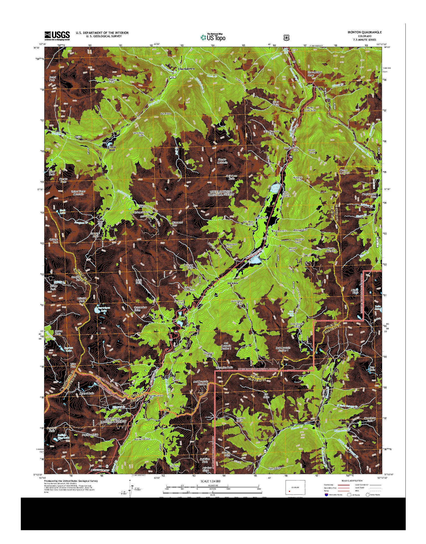 USGS US TOPO 7.5-MINUTE MAP FOR IRONTON, CO 2013