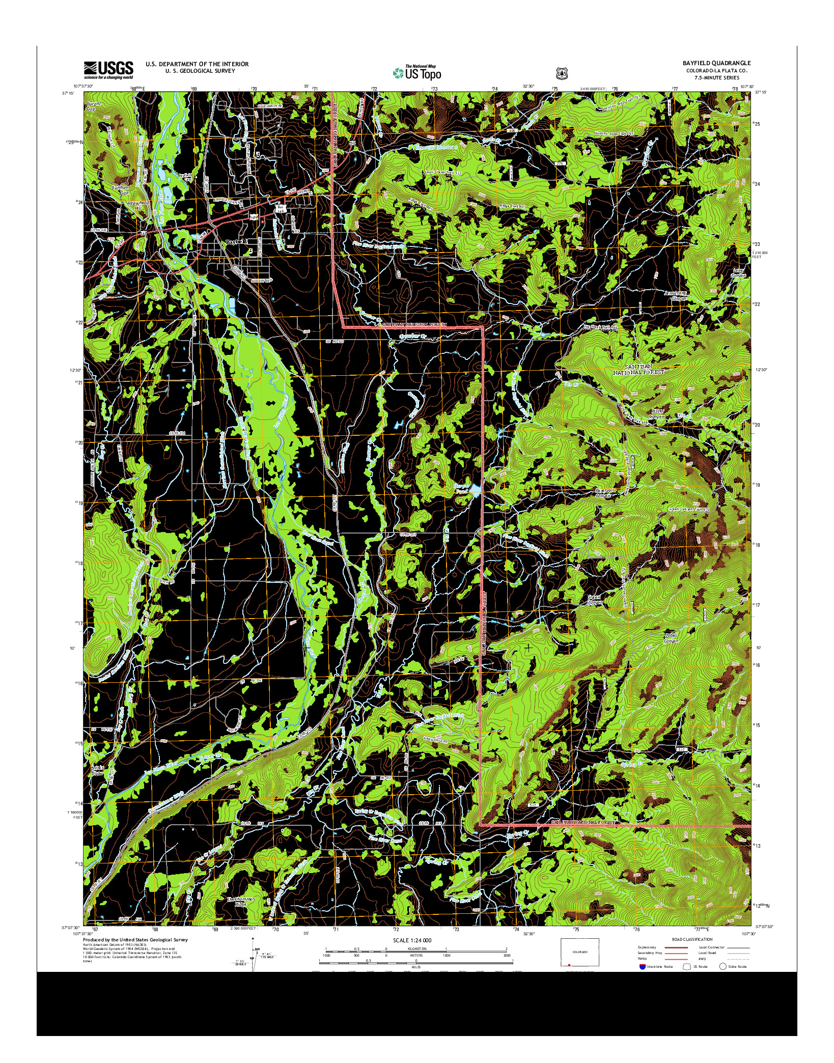 USGS US TOPO 7.5-MINUTE MAP FOR BAYFIELD, CO 2013