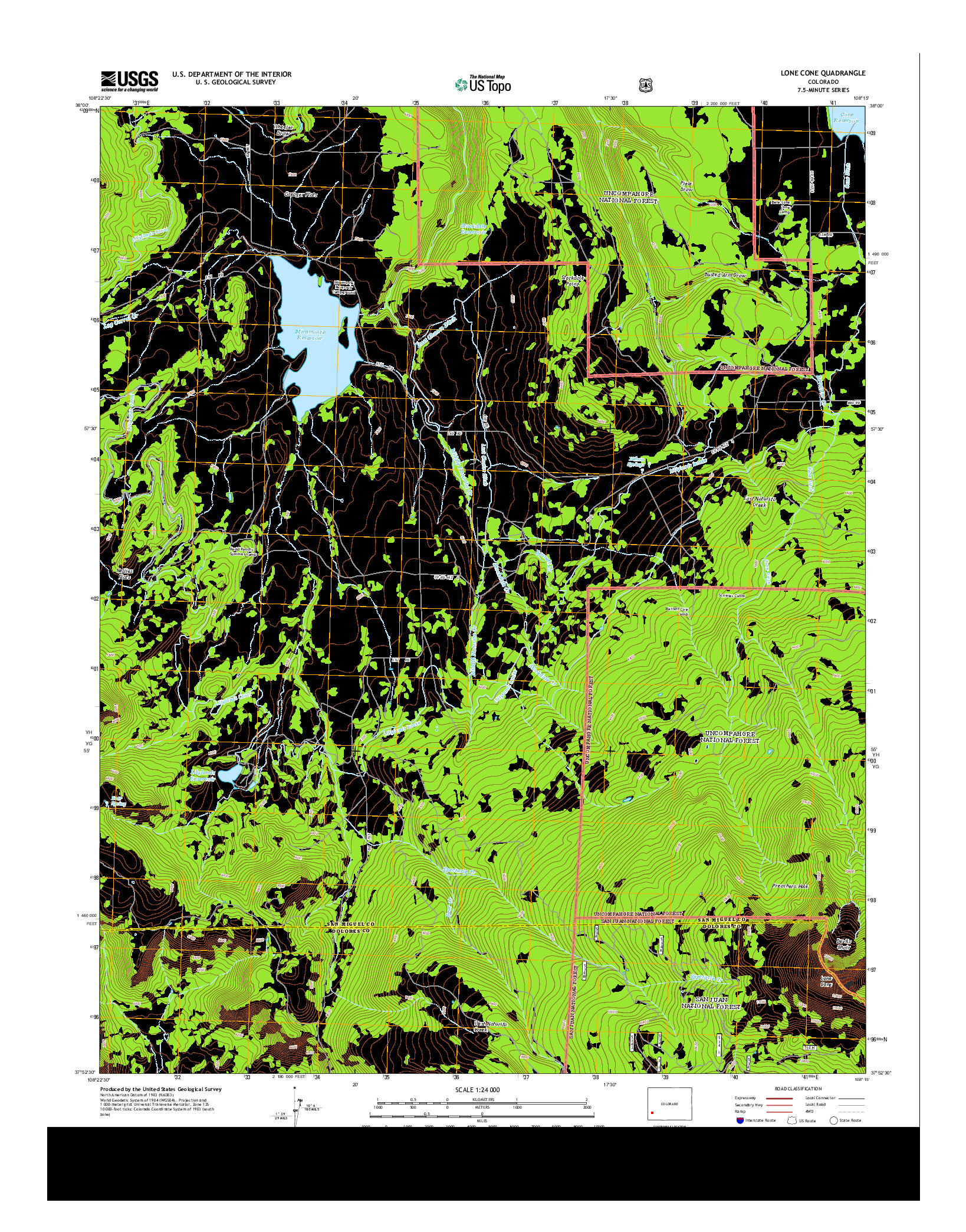 USGS US TOPO 7.5-MINUTE MAP FOR LONE CONE, CO 2013