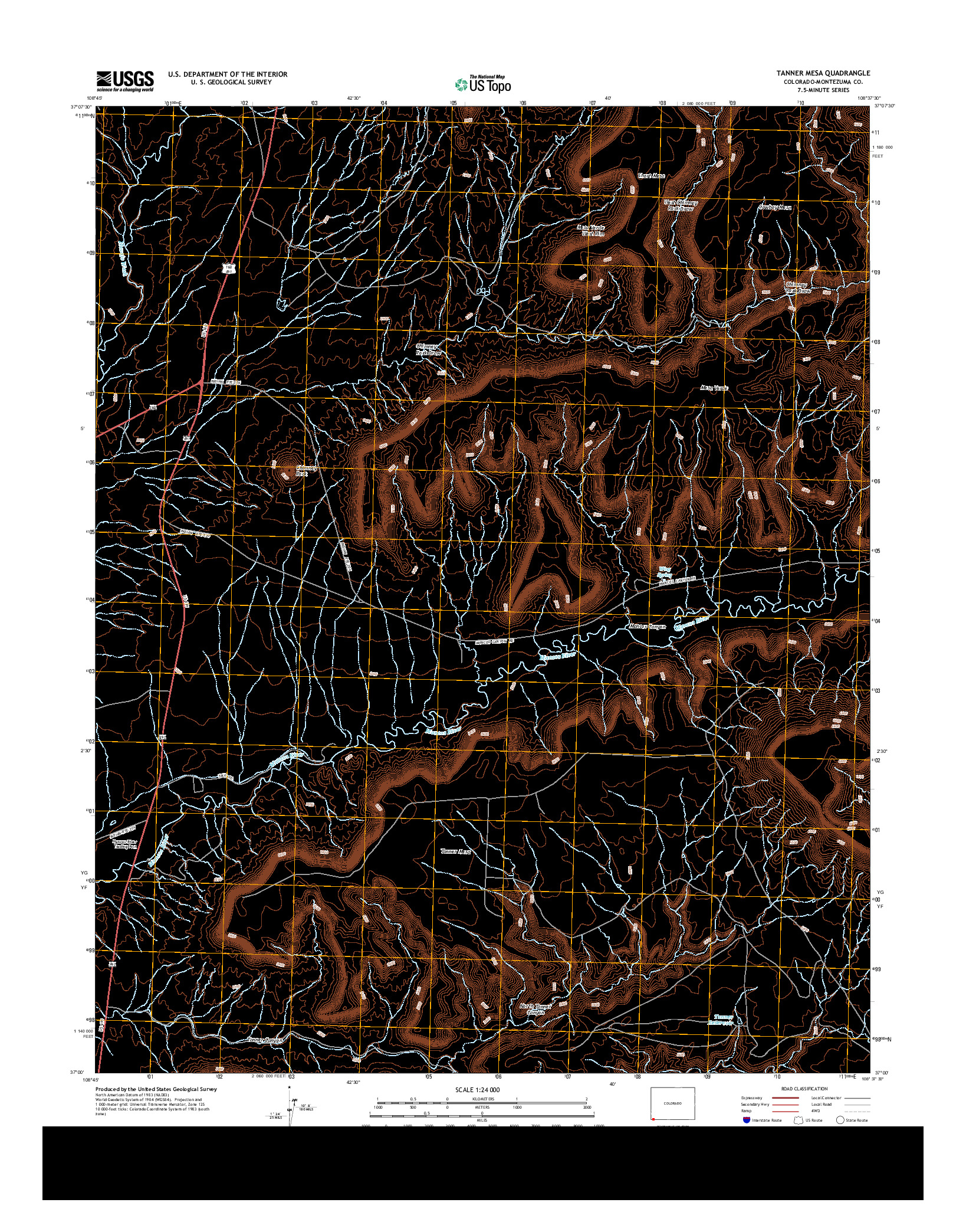 USGS US TOPO 7.5-MINUTE MAP FOR TANNER MESA, CO 2013