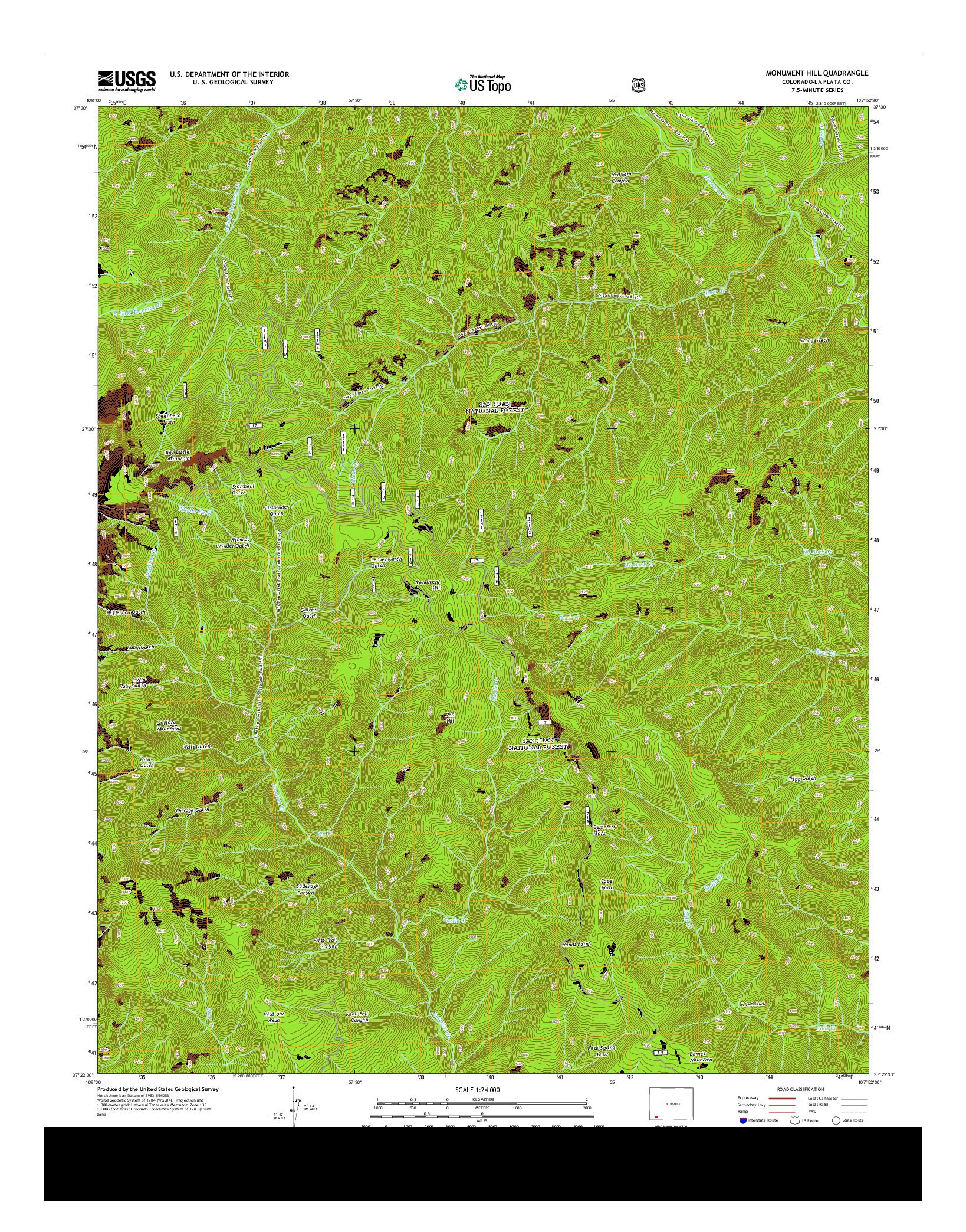 USGS US TOPO 7.5-MINUTE MAP FOR MONUMENT HILL, CO 2013