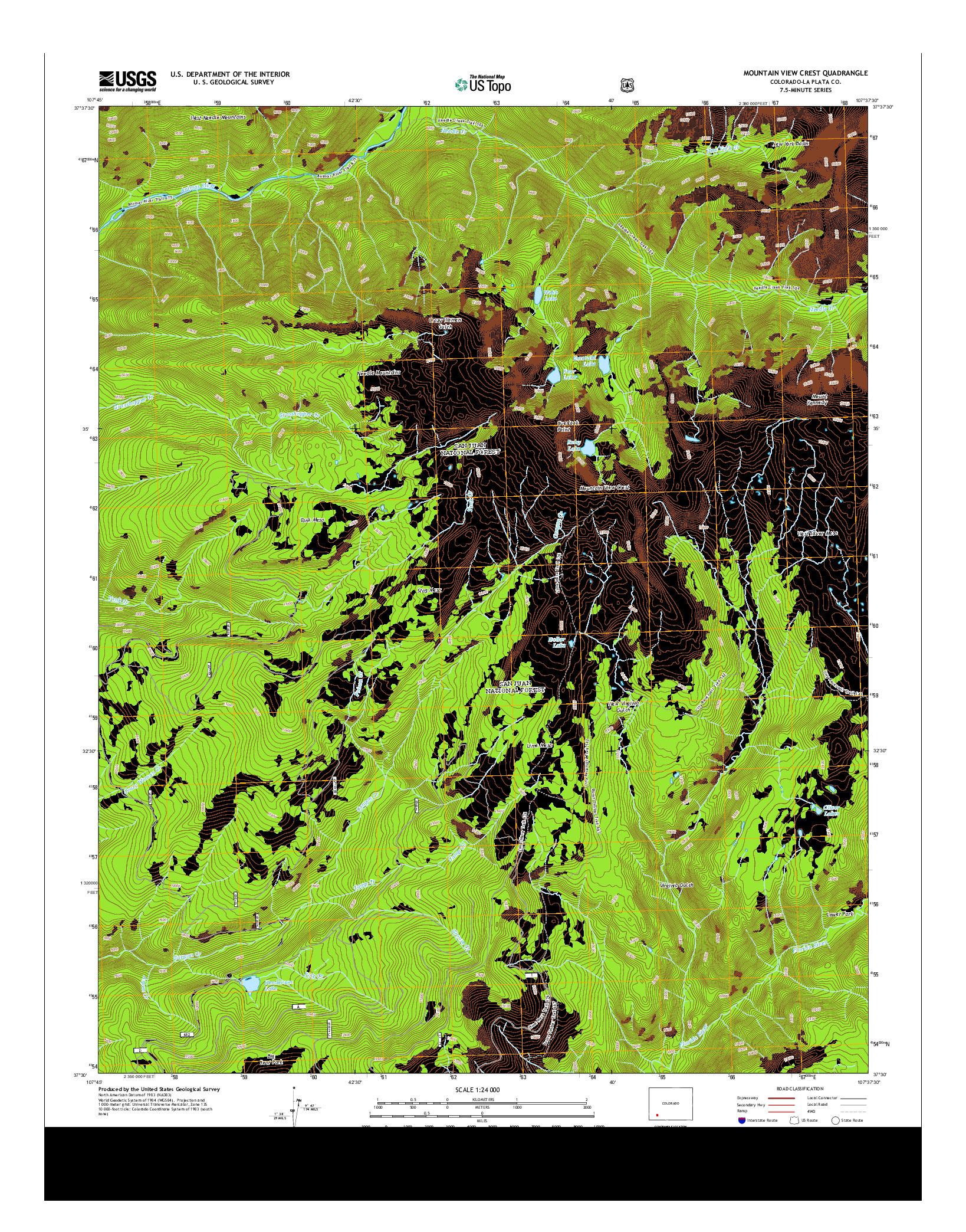 USGS US TOPO 7.5-MINUTE MAP FOR MOUNTAIN VIEW CREST, CO 2013