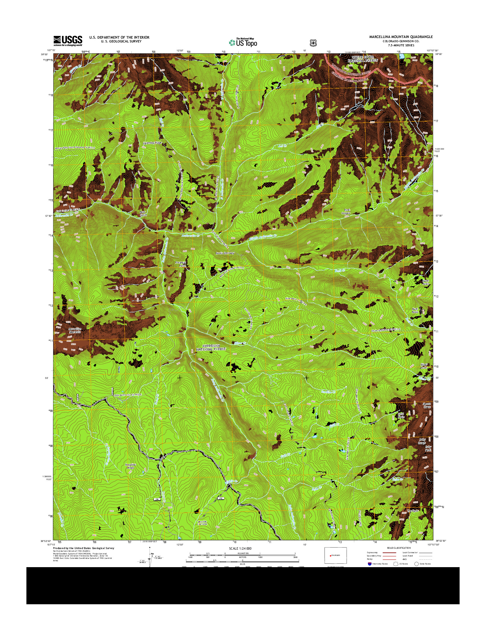 USGS US TOPO 7.5-MINUTE MAP FOR MARCELLINA MOUNTAIN, CO 2013