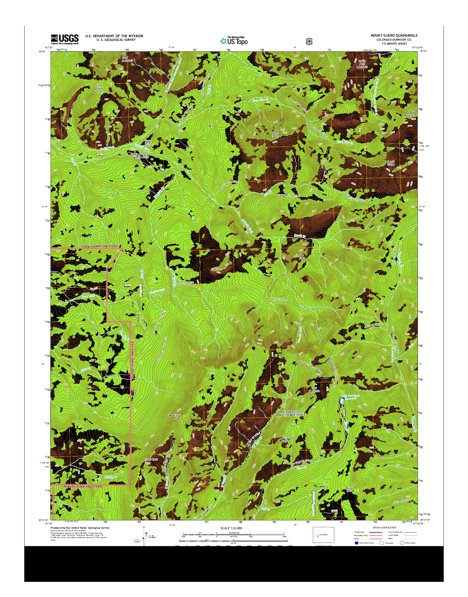 USGS US TOPO 7.5-MINUTE MAP FOR MOUNT GUERO, CO 2013