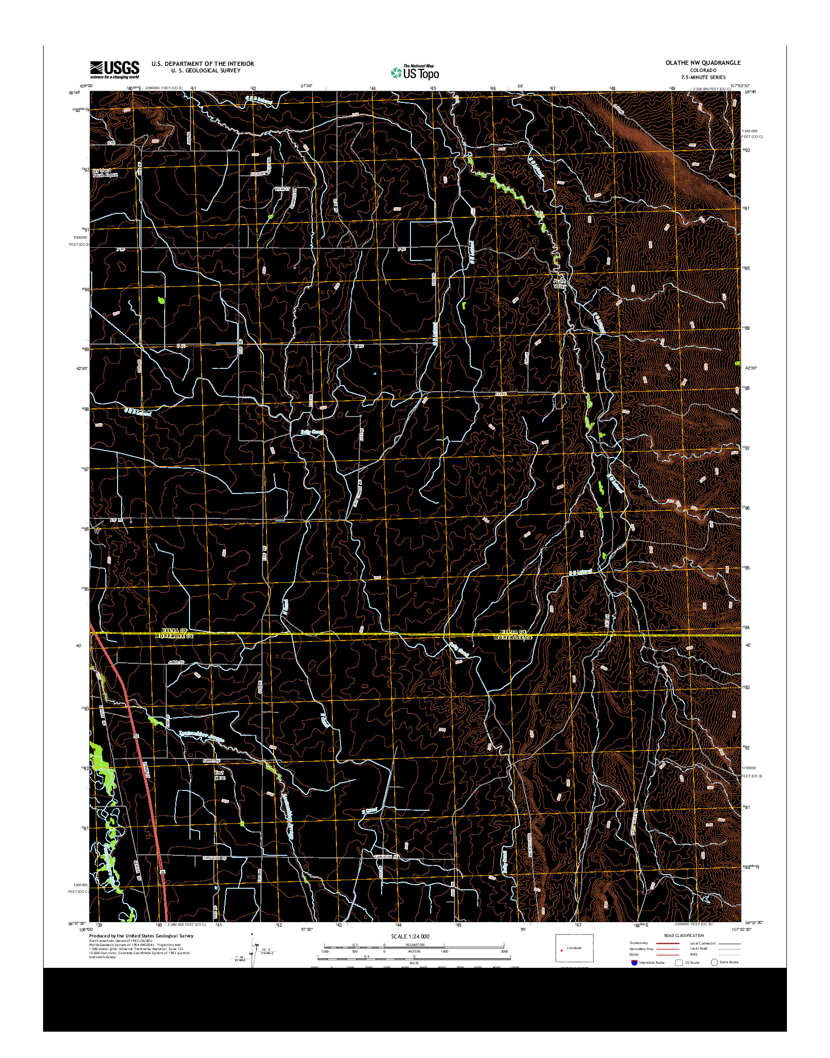 USGS US TOPO 7.5-MINUTE MAP FOR OLATHE NW, CO 2013