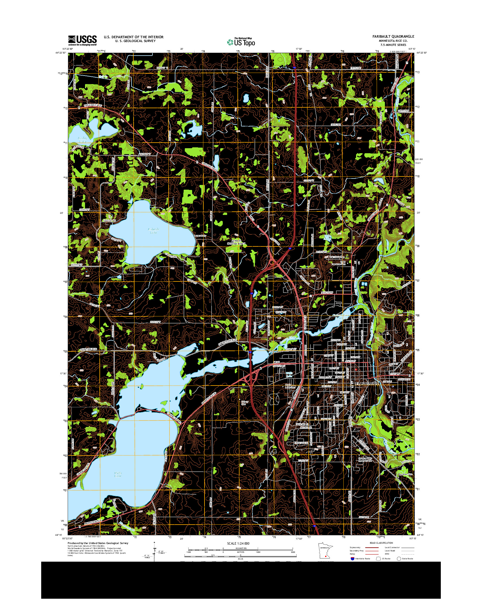 USGS US TOPO 7.5-MINUTE MAP FOR FARIBAULT, MN 2013