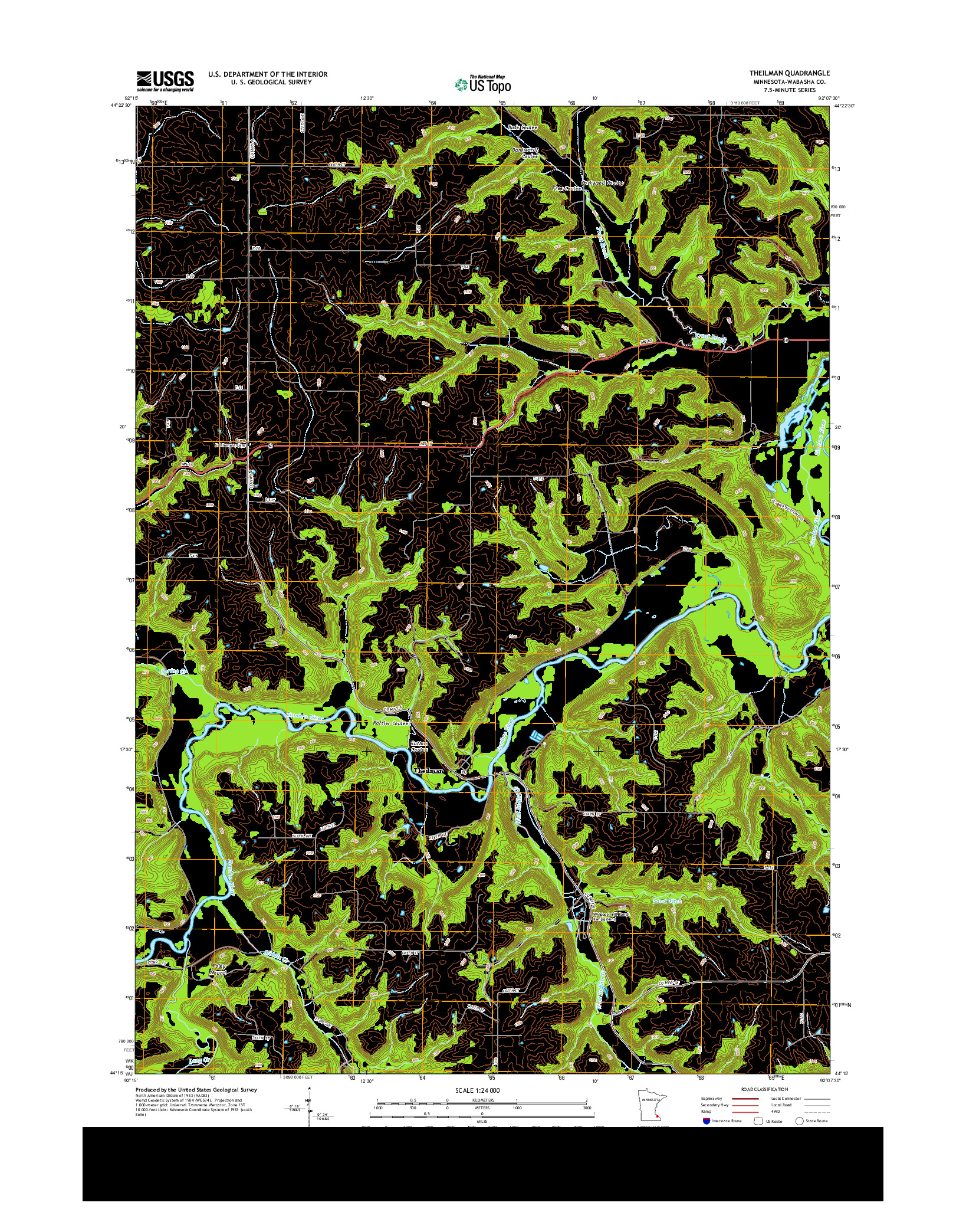 USGS US TOPO 7.5-MINUTE MAP FOR THEILMAN, MN 2013