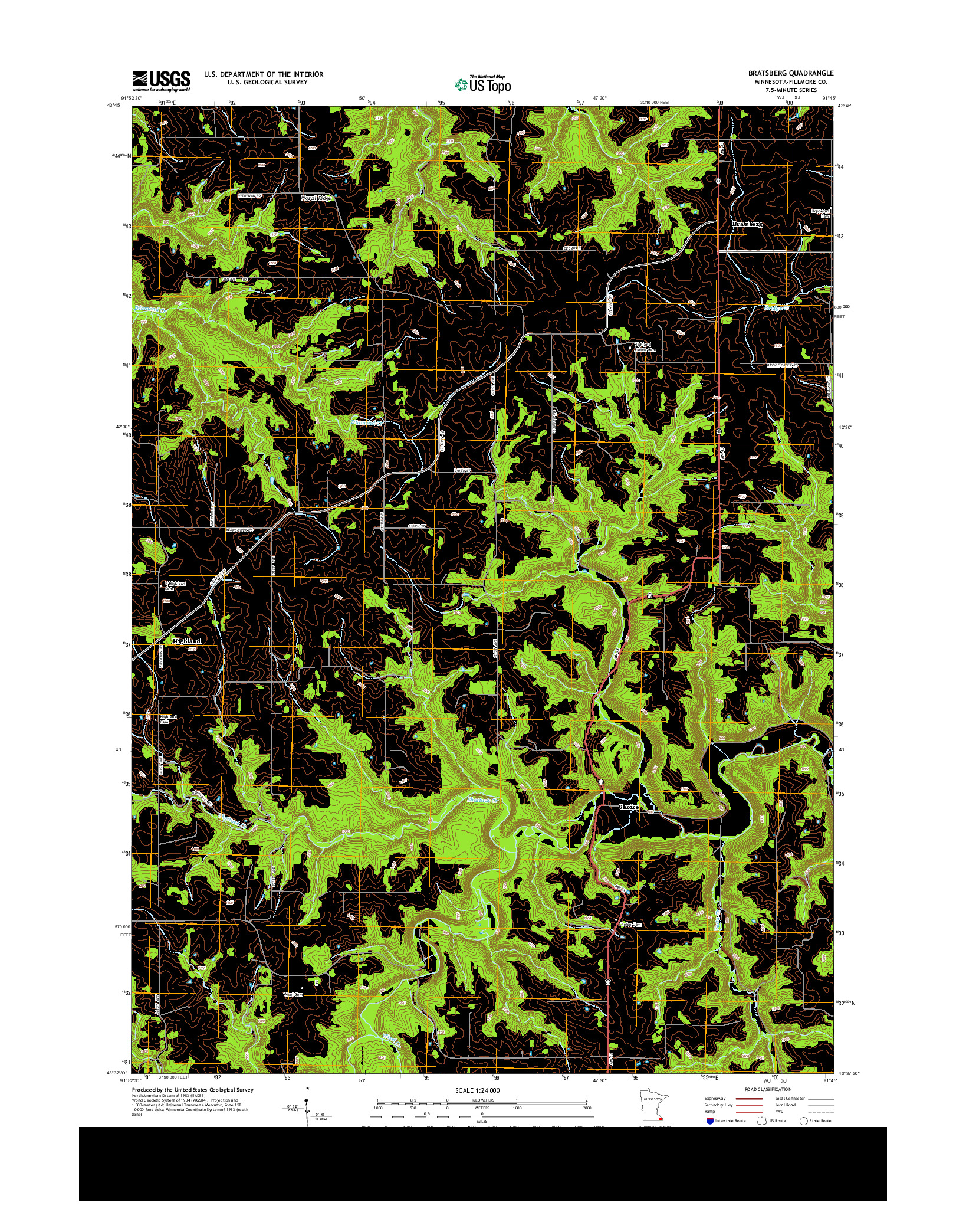 USGS US TOPO 7.5-MINUTE MAP FOR BRATSBERG, MN 2013