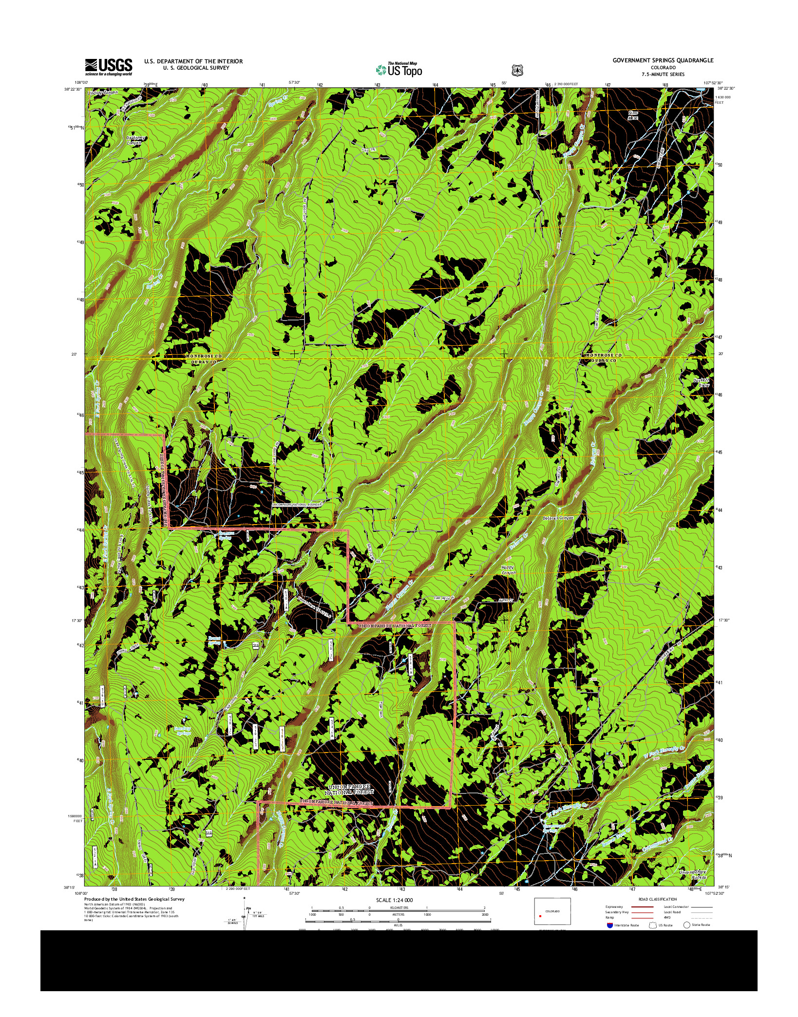 USGS US TOPO 7.5-MINUTE MAP FOR GOVERNMENT SPRINGS, CO 2013