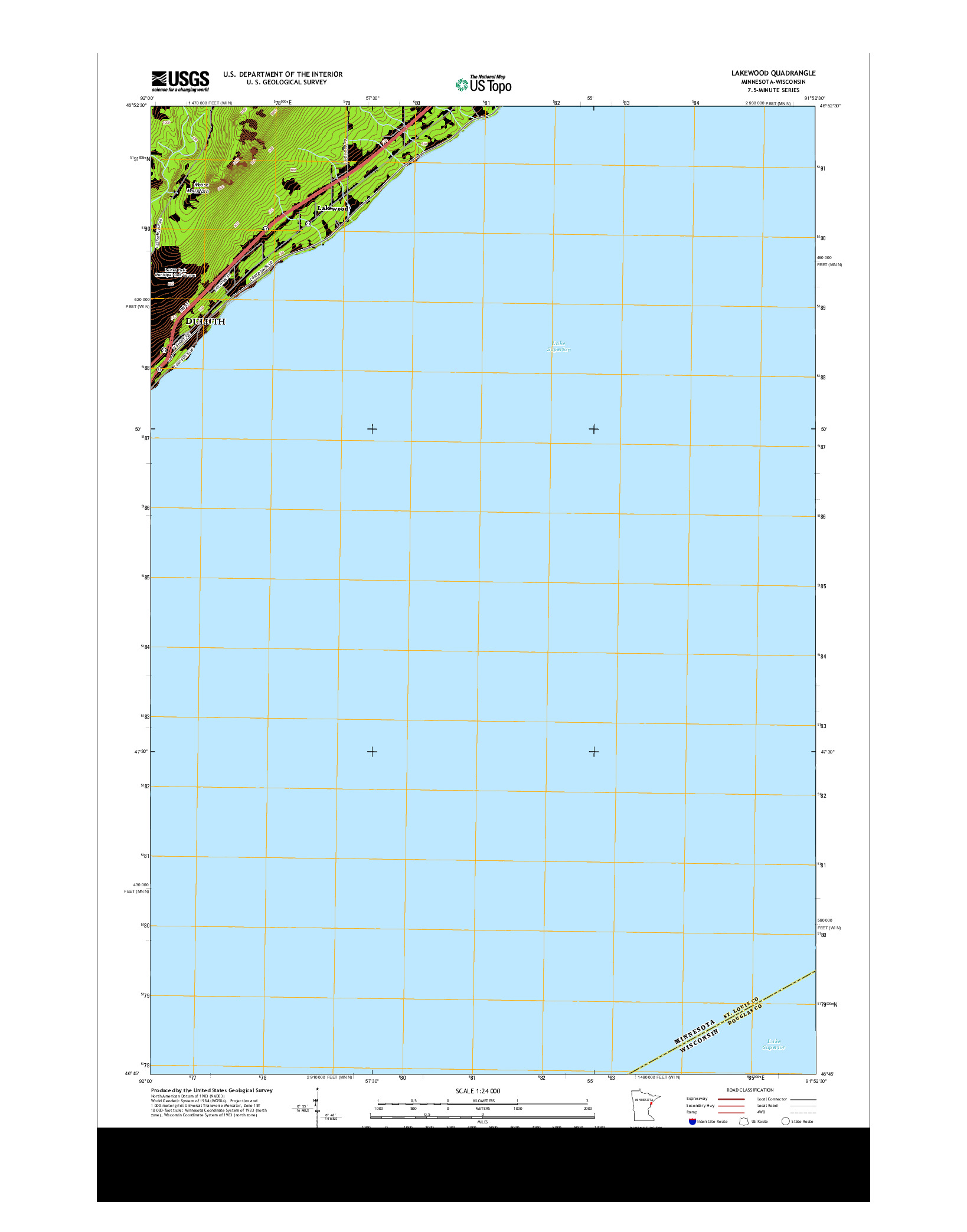 USGS US TOPO 7.5-MINUTE MAP FOR LAKEWOOD, MN-WI 2013