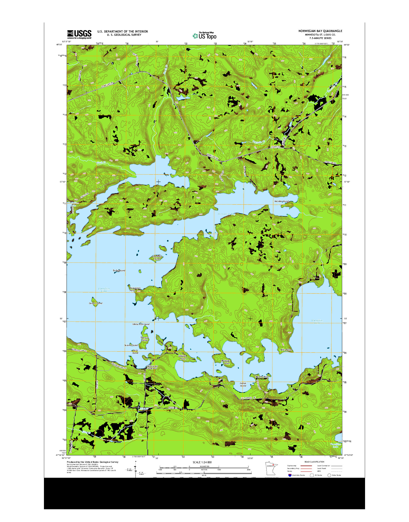 USGS US TOPO 7.5-MINUTE MAP FOR NORWEGIAN BAY, MN 2013