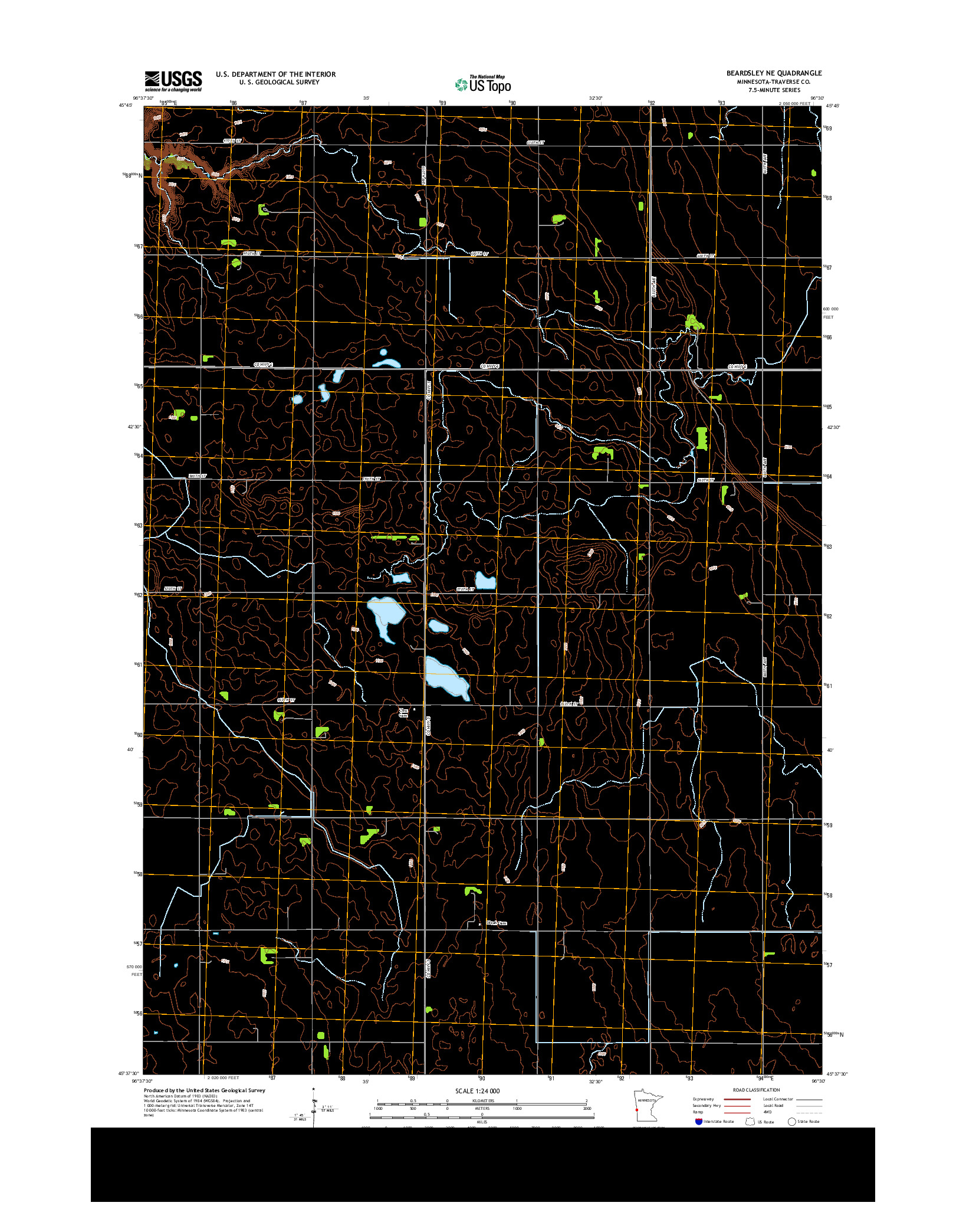 USGS US TOPO 7.5-MINUTE MAP FOR BEARDSLEY NE, MN 2013