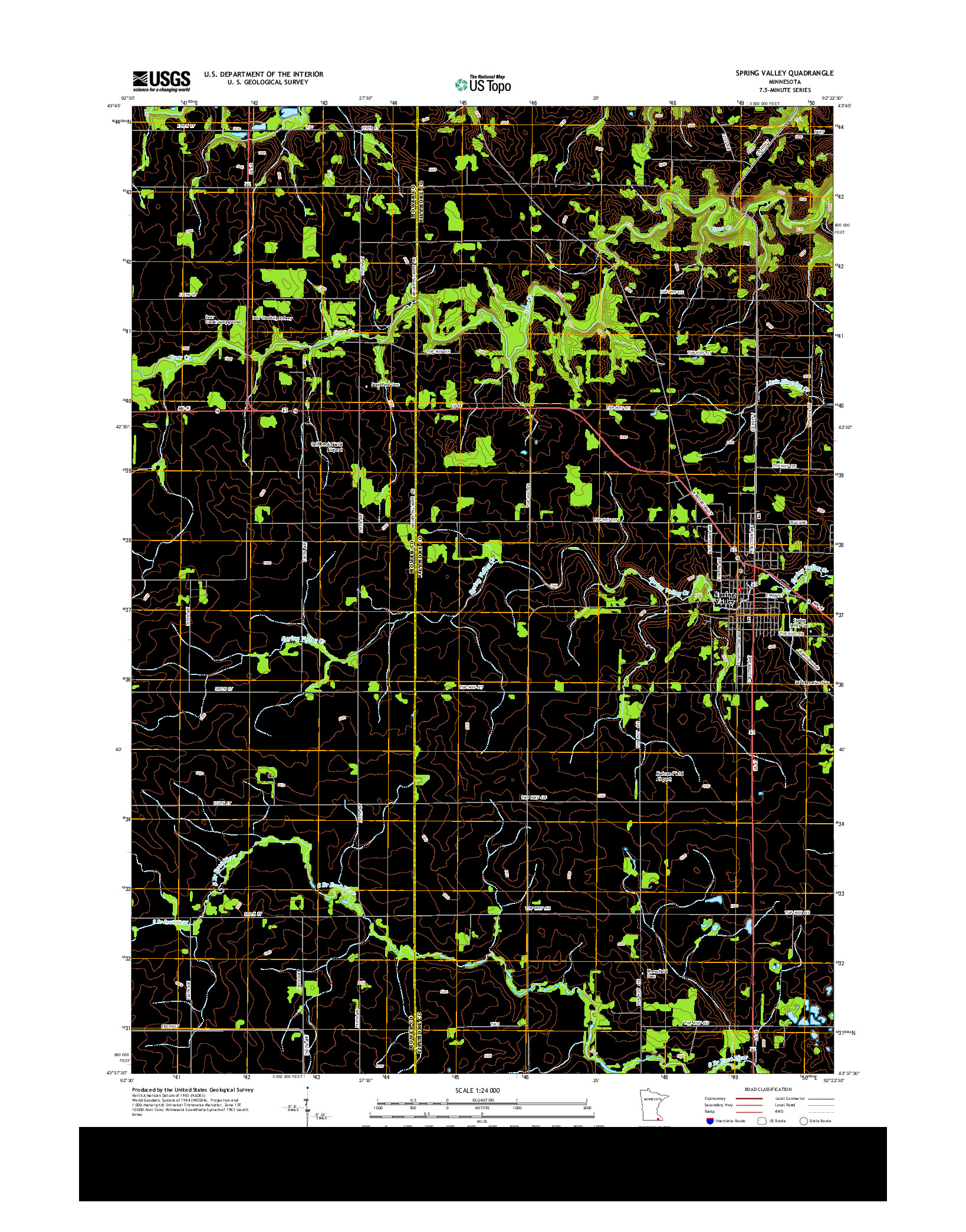 USGS US TOPO 7.5-MINUTE MAP FOR SPRING VALLEY, MN 2013