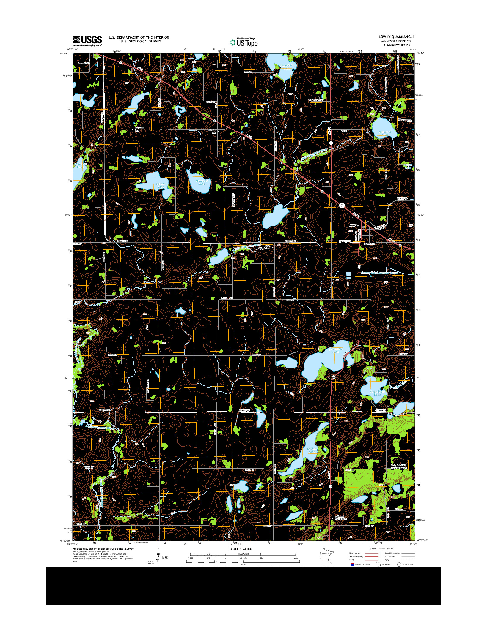 USGS US TOPO 7.5-MINUTE MAP FOR LOWRY, MN 2013