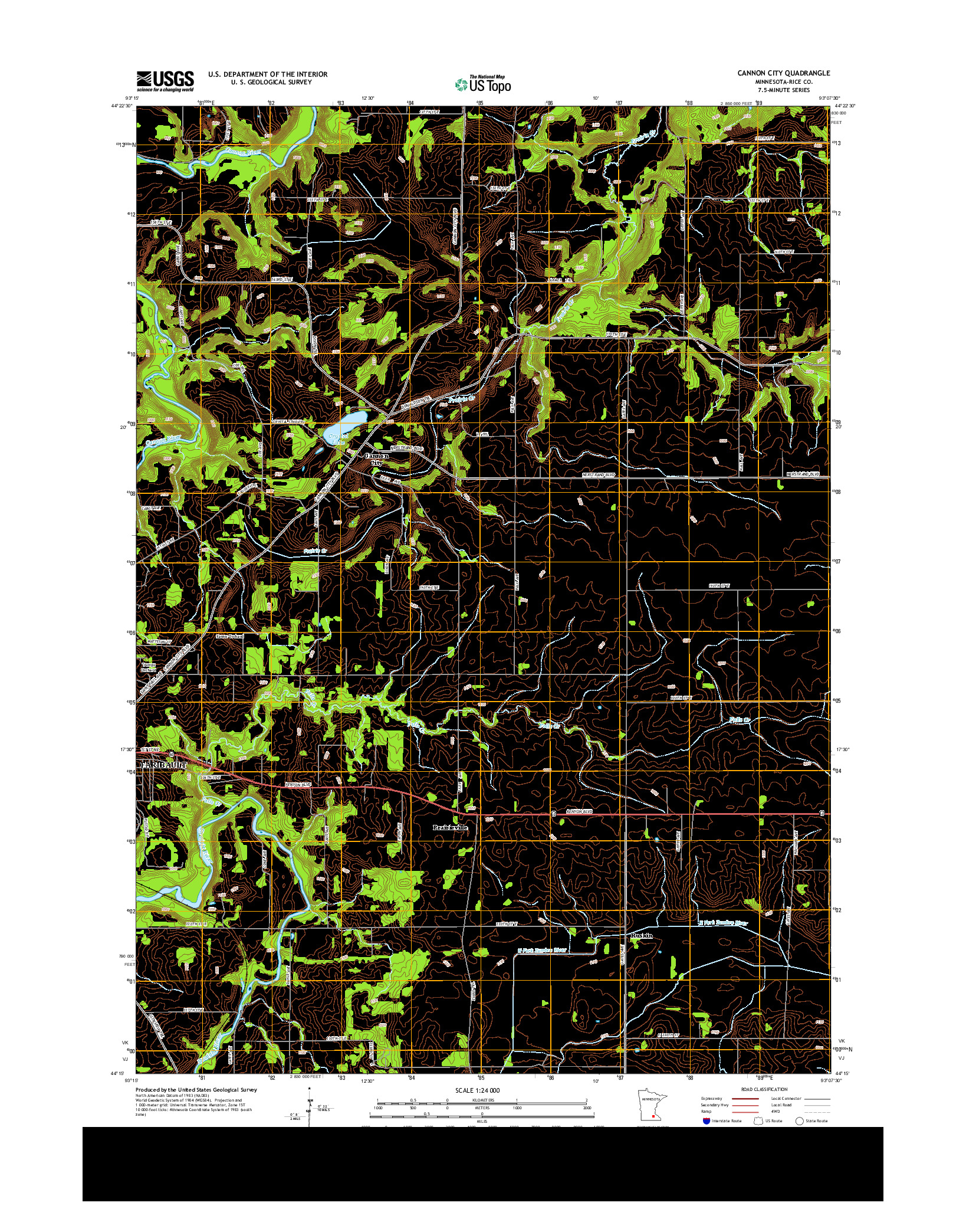 USGS US TOPO 7.5-MINUTE MAP FOR CANNON CITY, MN 2013
