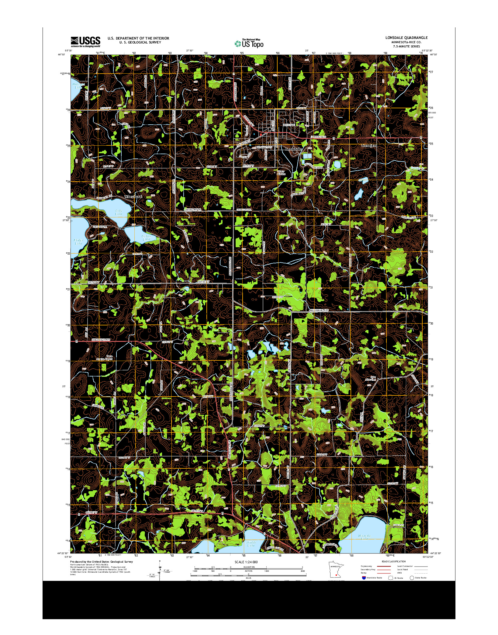 USGS US TOPO 7.5-MINUTE MAP FOR LONSDALE, MN 2013