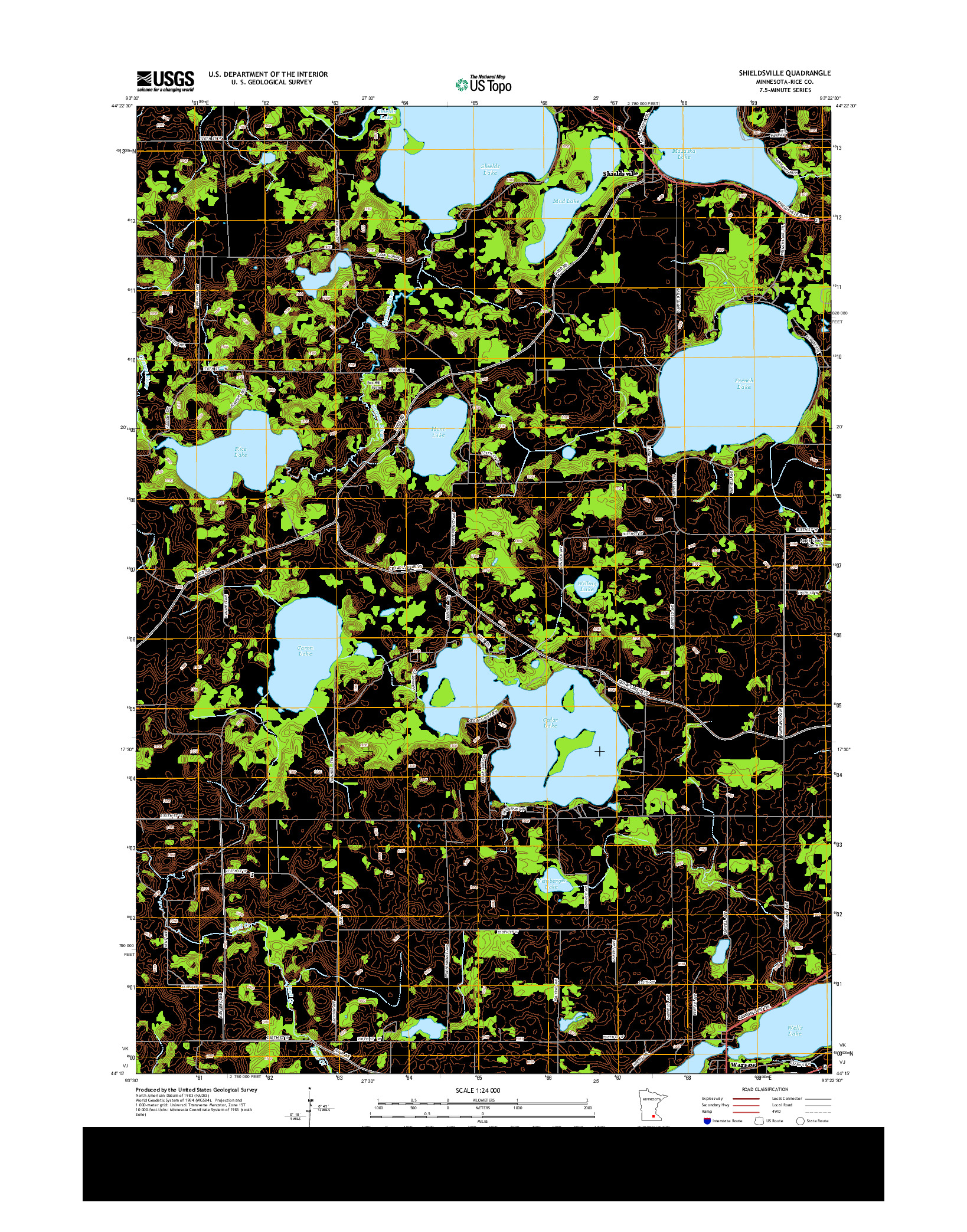 USGS US TOPO 7.5-MINUTE MAP FOR SHIELDSVILLE, MN 2013