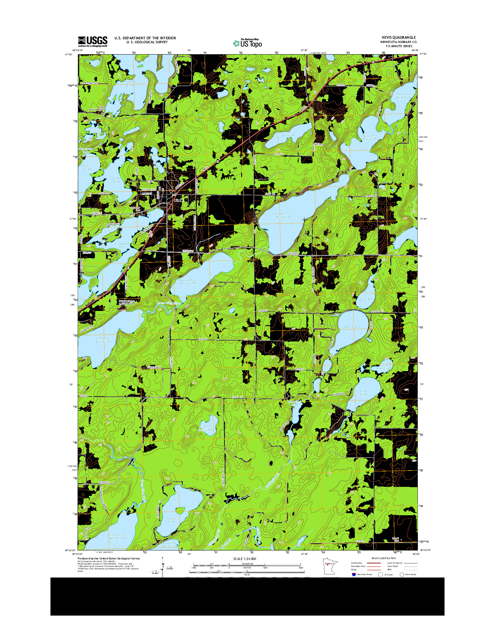 USGS US TOPO 7.5-MINUTE MAP FOR NEVIS, MN 2013