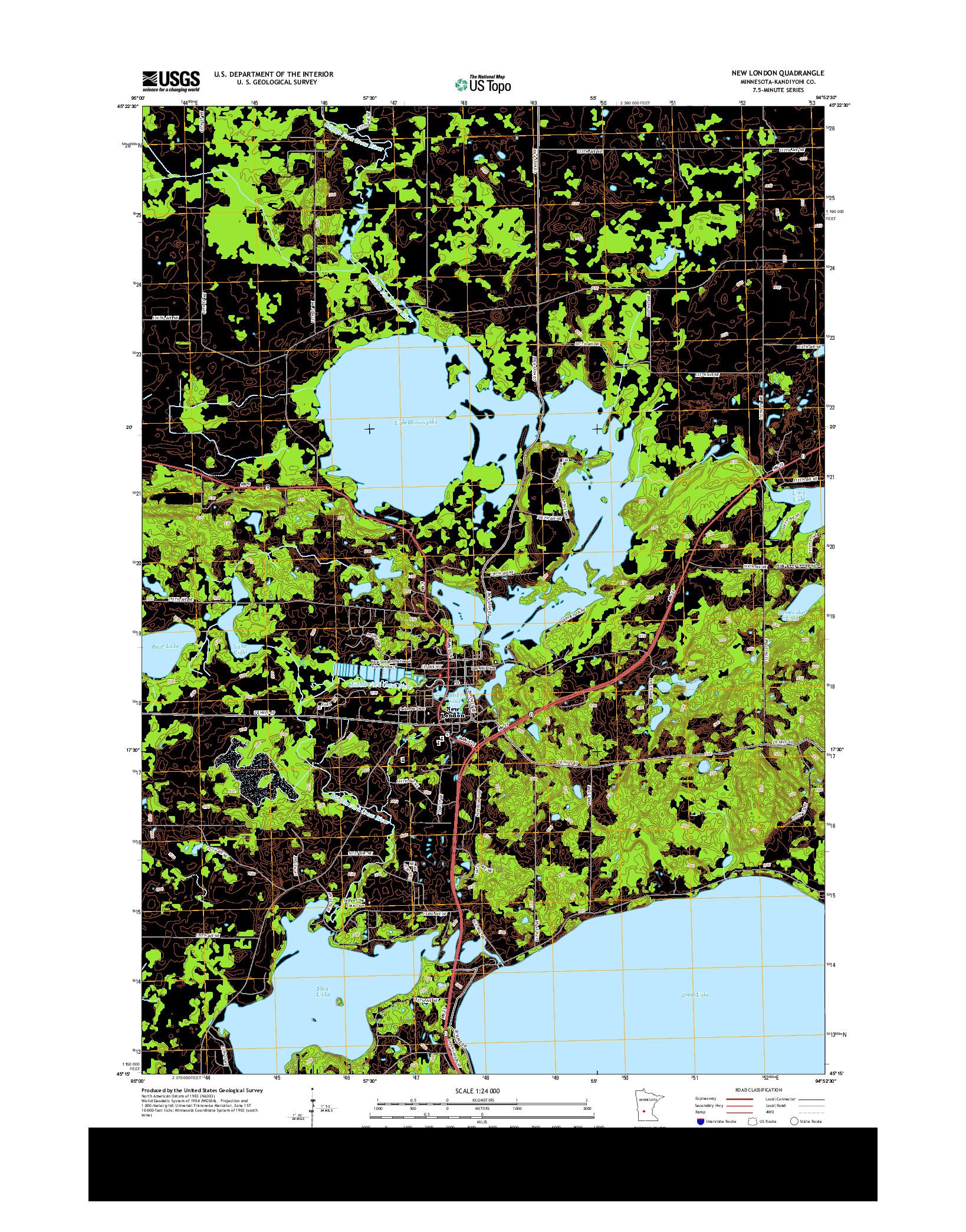 USGS US TOPO 7.5-MINUTE MAP FOR NEW LONDON, MN 2013