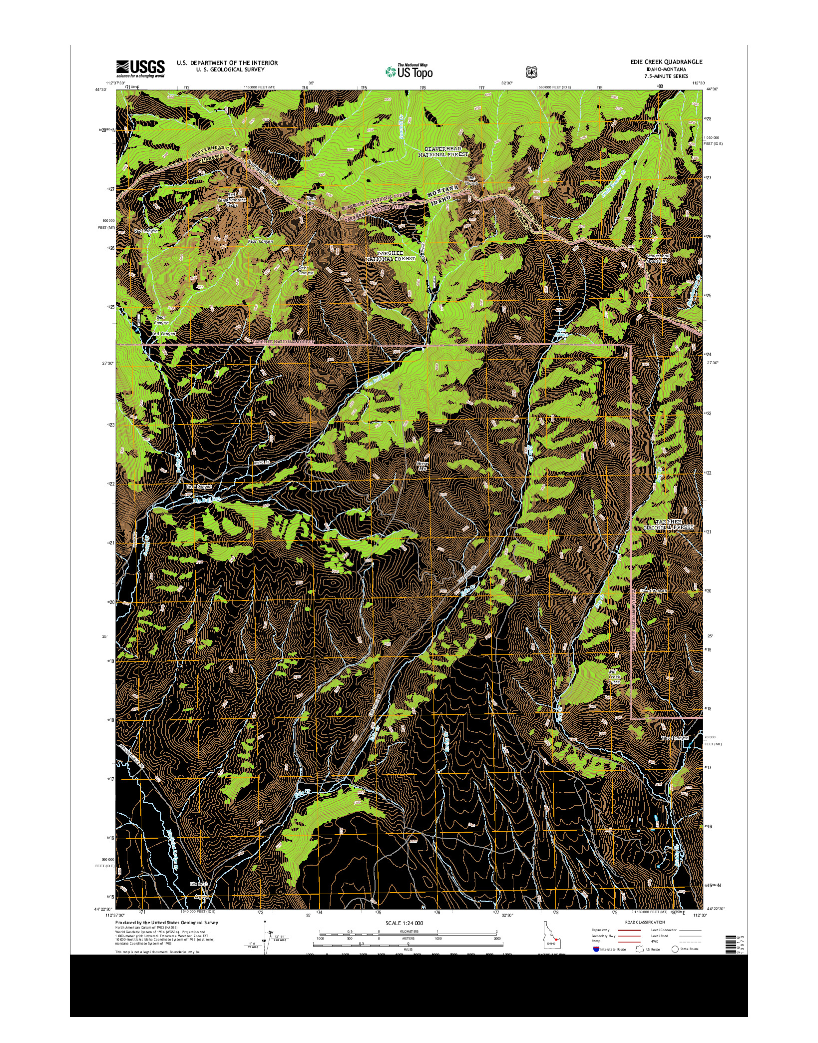 USGS US TOPO 7.5-MINUTE MAP FOR EDIE CREEK, ID-MT 2013