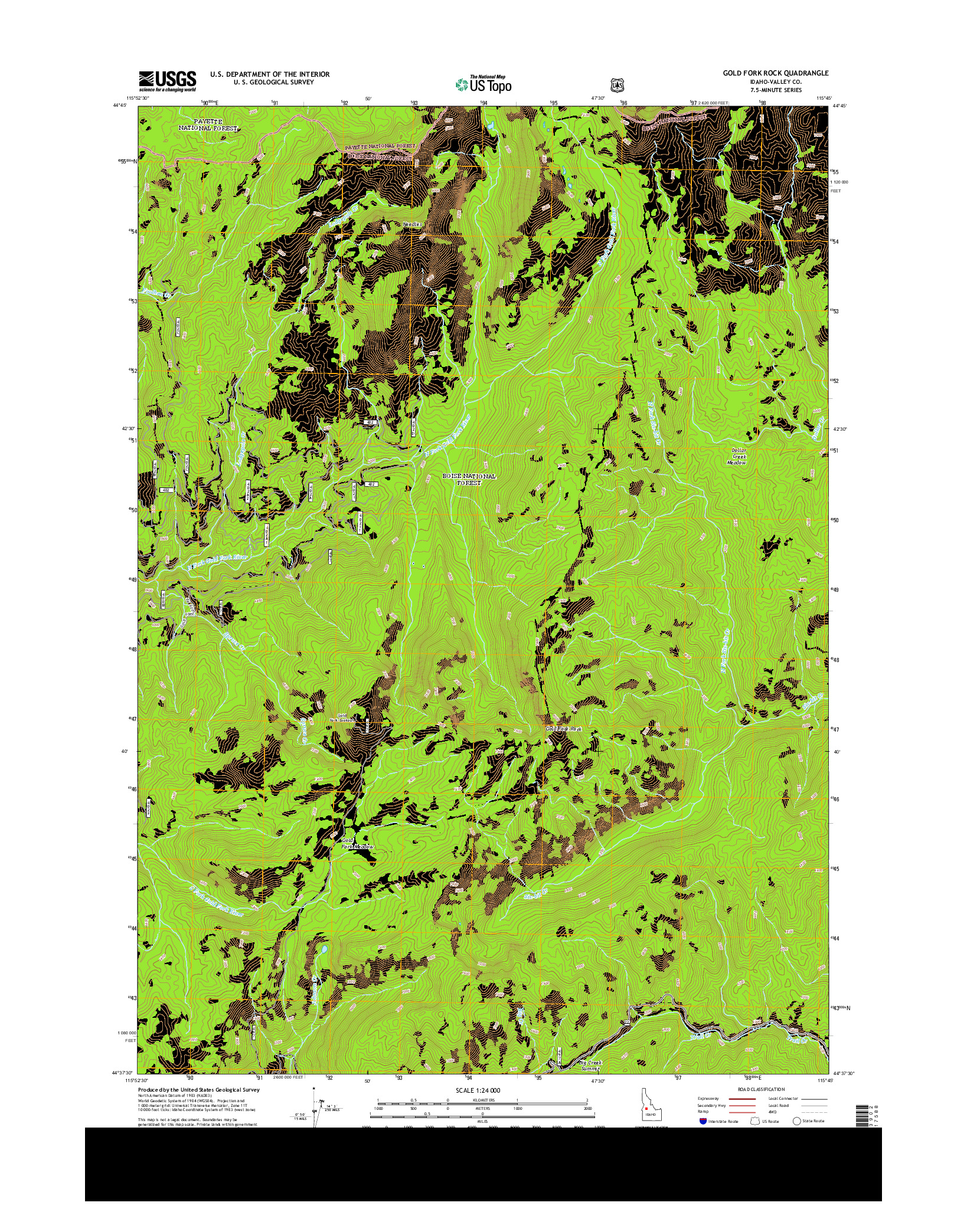 USGS US TOPO 7.5-MINUTE MAP FOR GOLD FORK ROCK, ID 2013