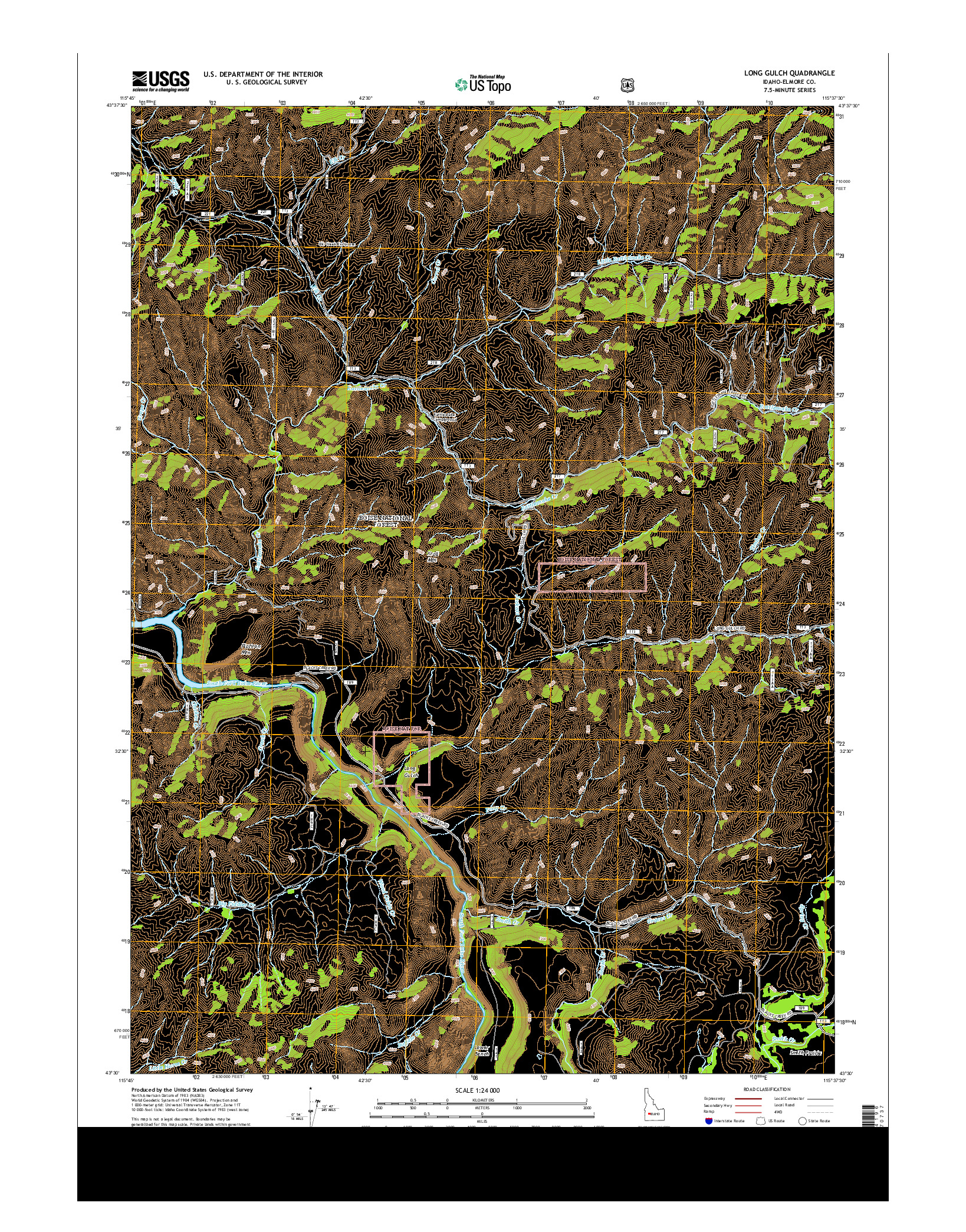 USGS US TOPO 7.5-MINUTE MAP FOR LONG GULCH, ID 2013