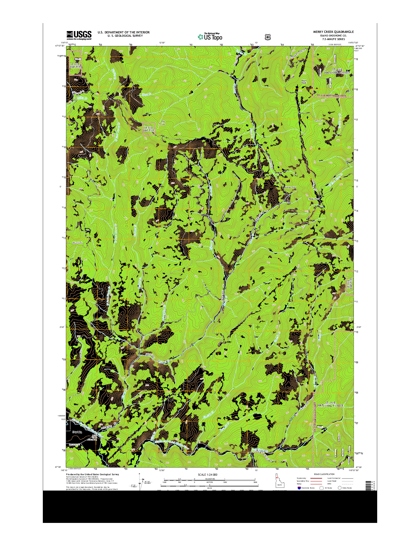 USGS US TOPO 7.5-MINUTE MAP FOR MERRY CREEK, ID 2013