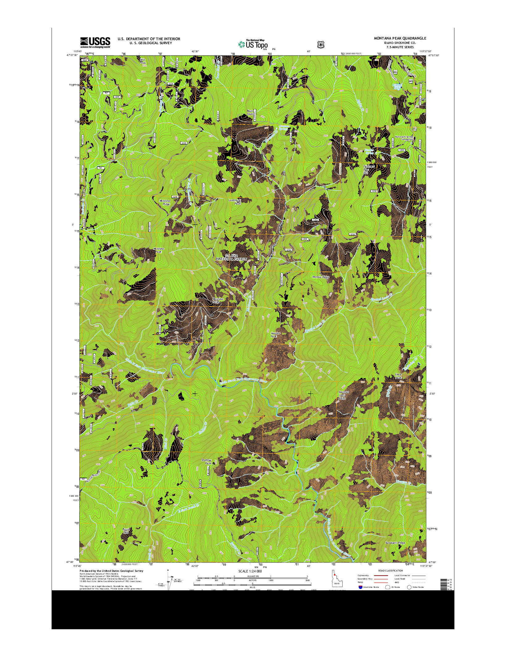 USGS US TOPO 7.5-MINUTE MAP FOR MONTANA PEAK, ID 2013