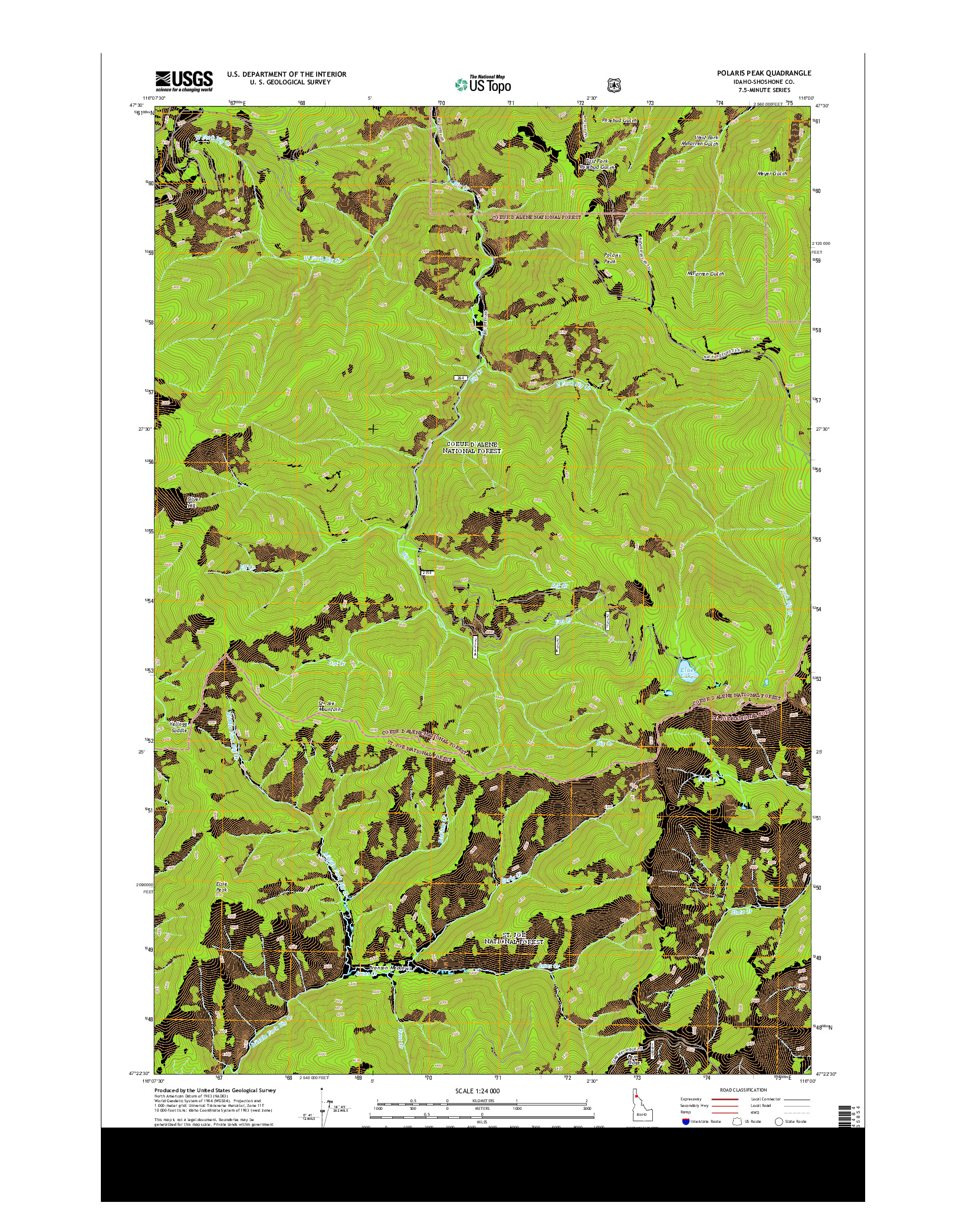 USGS US TOPO 7.5-MINUTE MAP FOR POLARIS PEAK, ID 2013