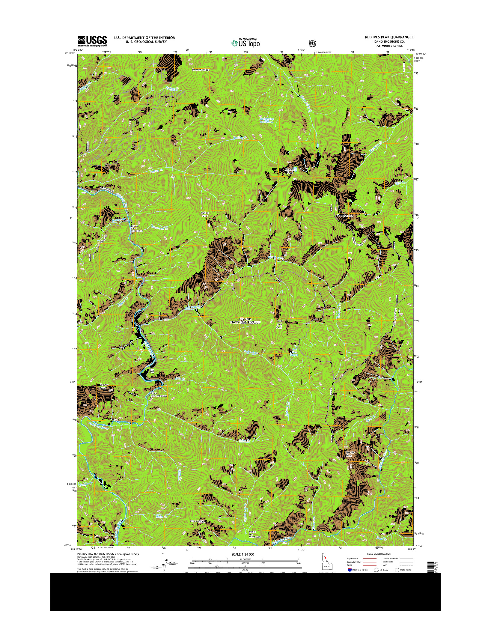 USGS US TOPO 7.5-MINUTE MAP FOR RED IVES PEAK, ID 2013