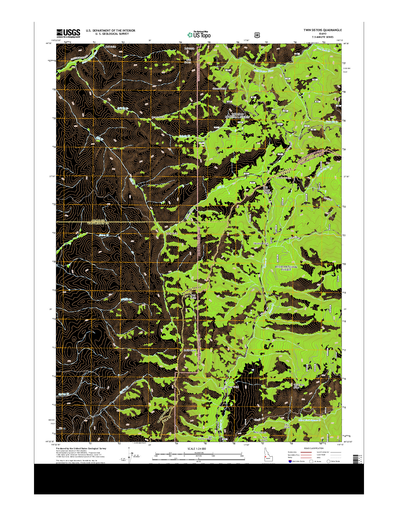 USGS US TOPO 7.5-MINUTE MAP FOR TWIN SISTERS, ID 2013