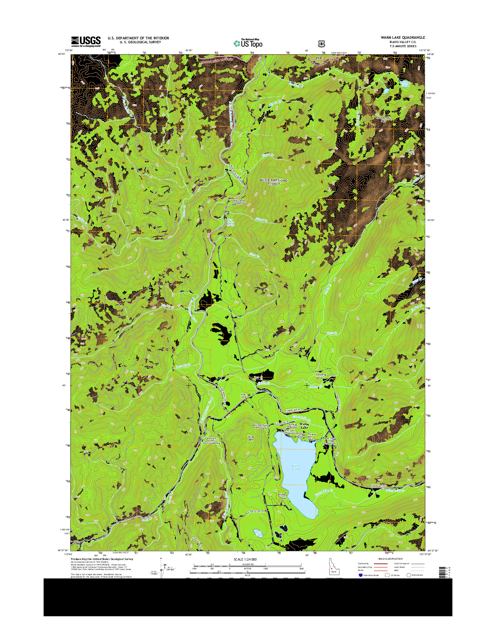 USGS US TOPO 7.5-MINUTE MAP FOR WARM LAKE, ID 2013