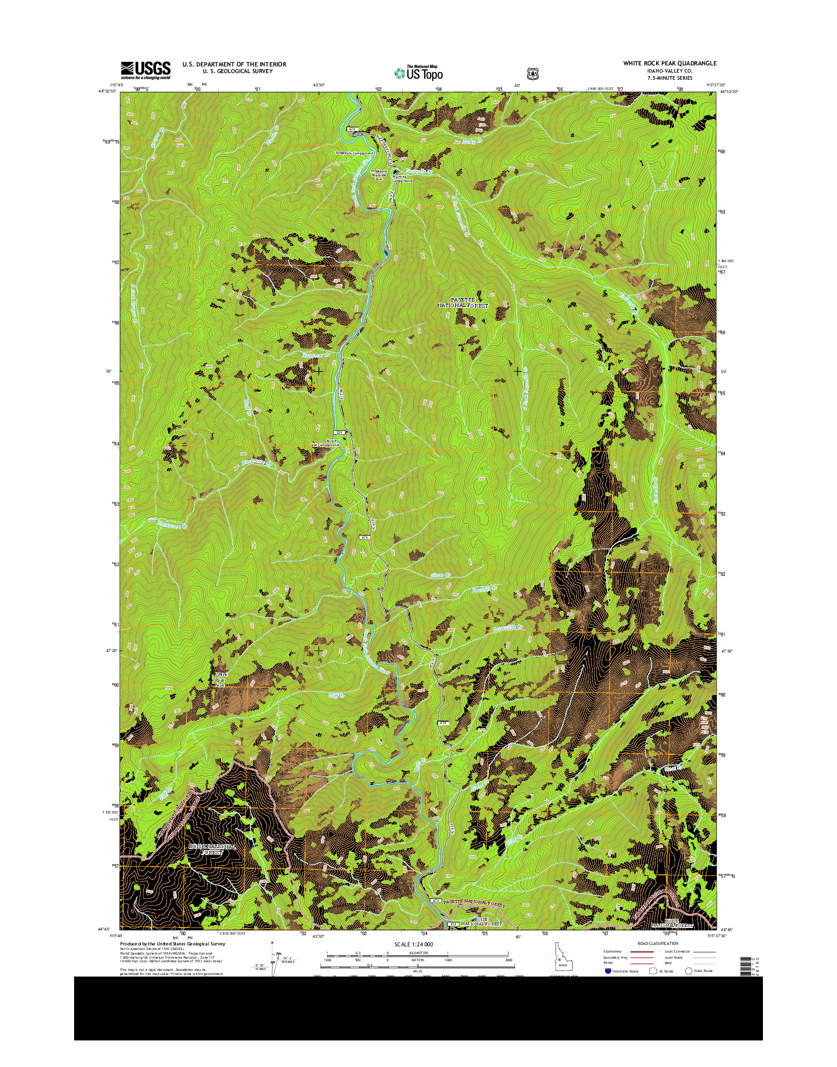 USGS US TOPO 7.5-MINUTE MAP FOR WHITE ROCK PEAK, ID 2013