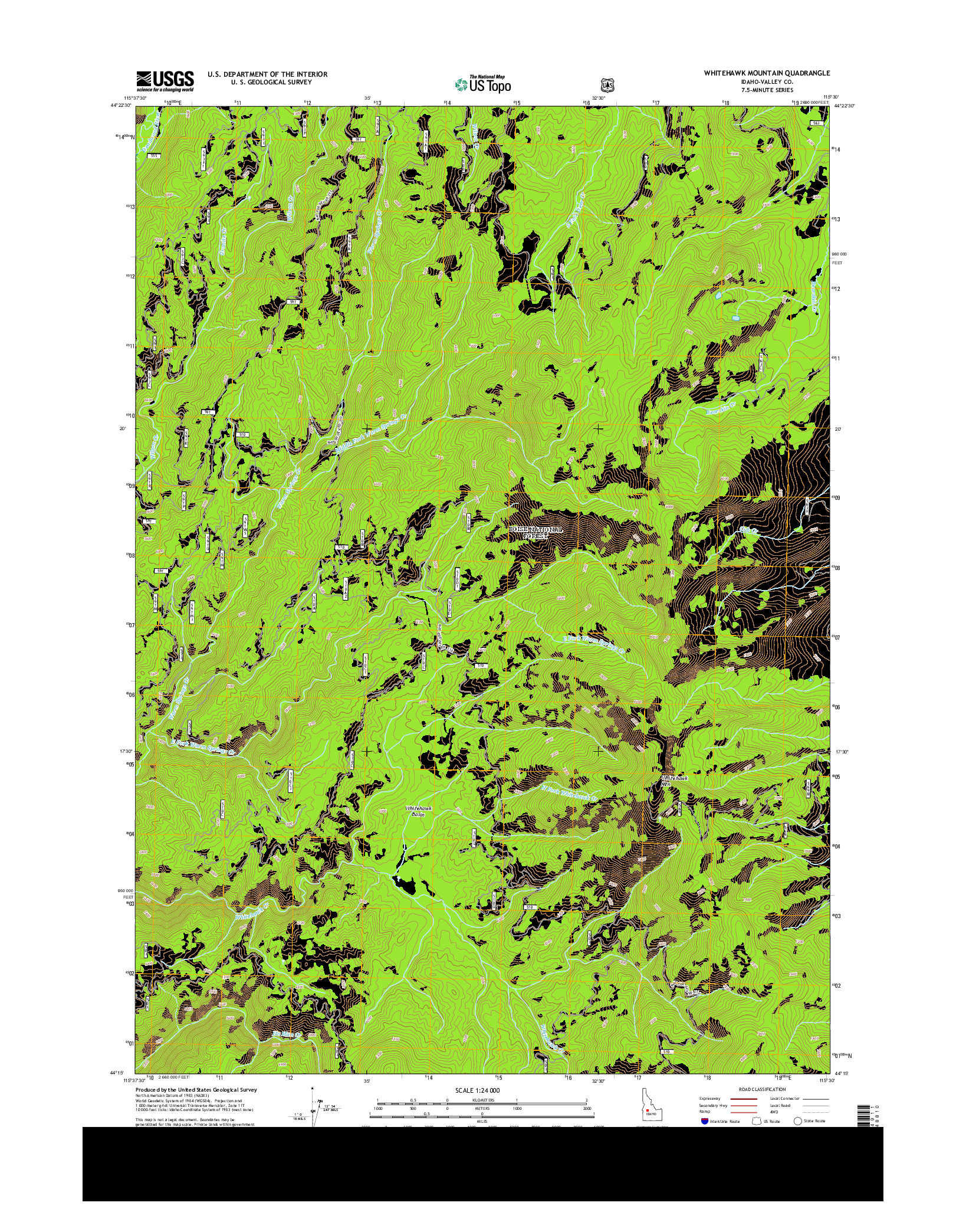 USGS US TOPO 7.5-MINUTE MAP FOR WHITEHAWK MOUNTAIN, ID 2013