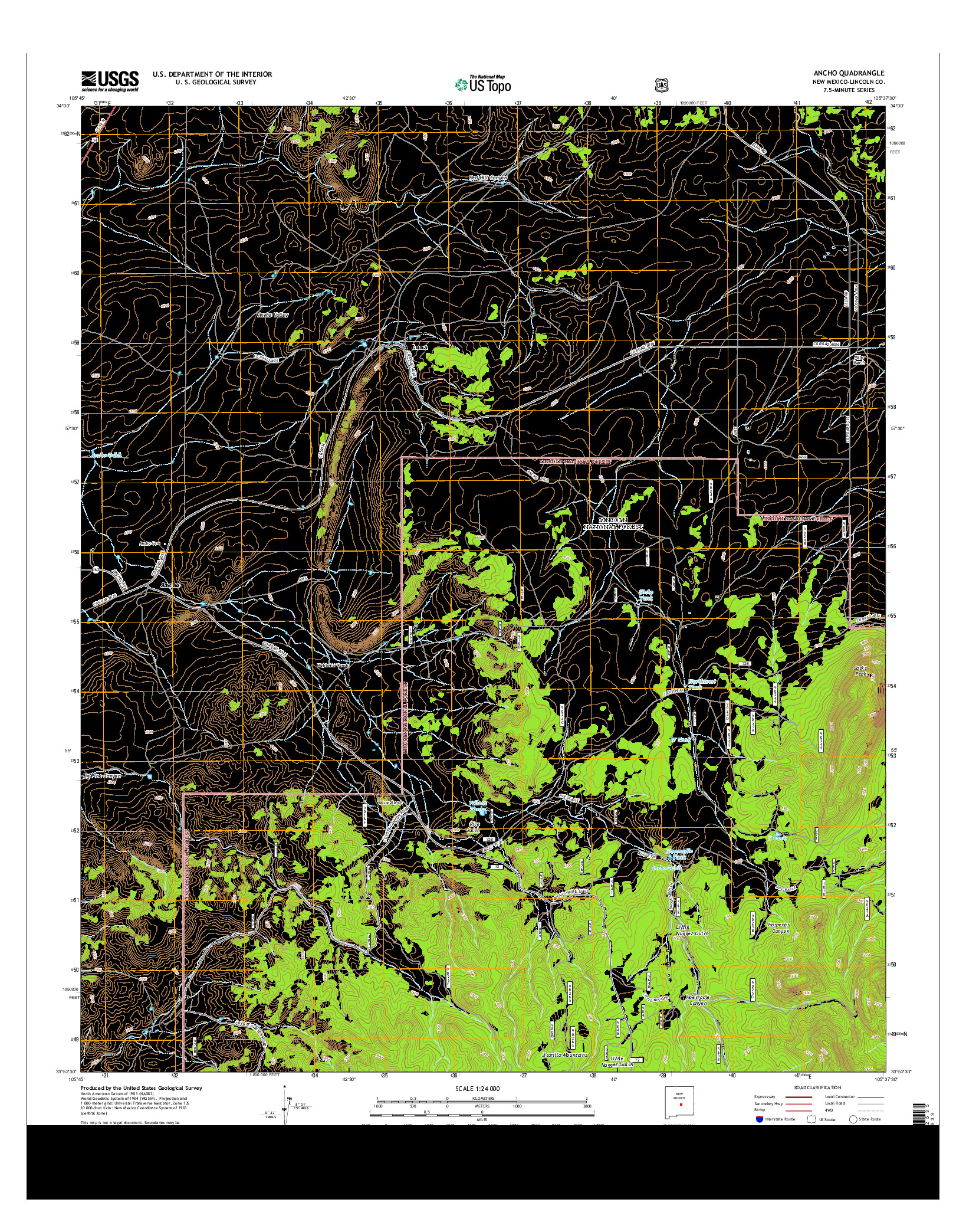 USGS US TOPO 7.5-MINUTE MAP FOR ANCHO, NM 2013