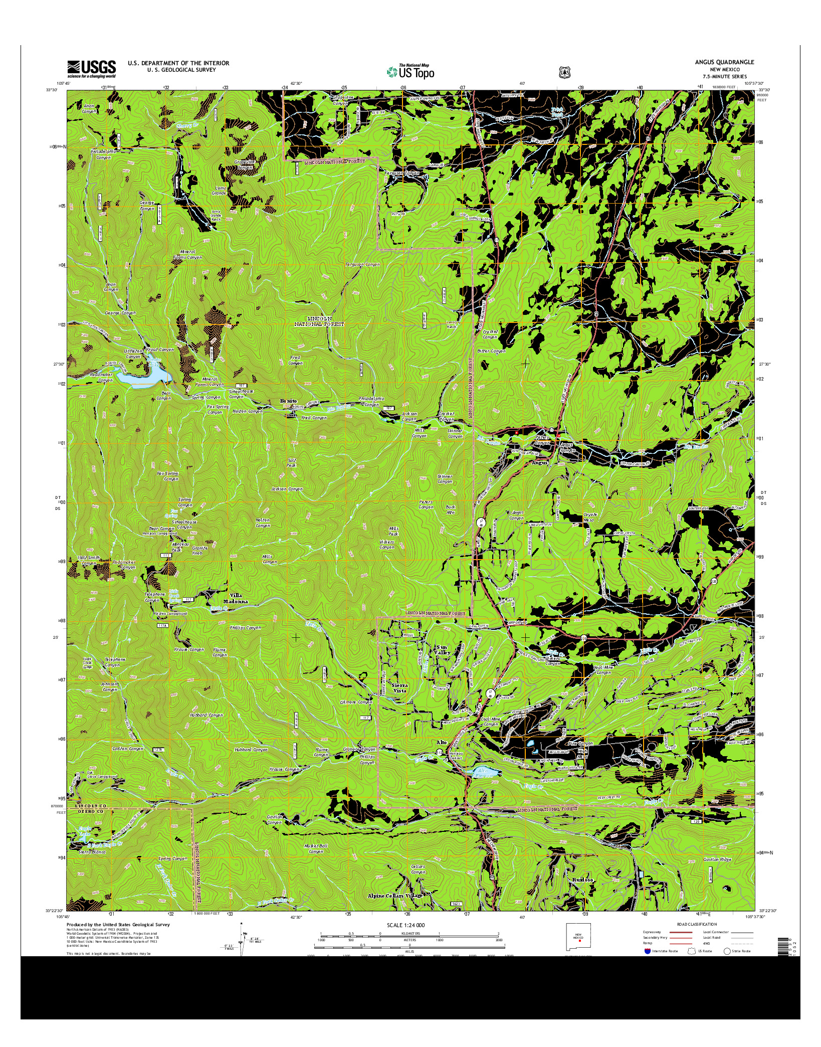 USGS US TOPO 7.5-MINUTE MAP FOR ANGUS, NM 2013