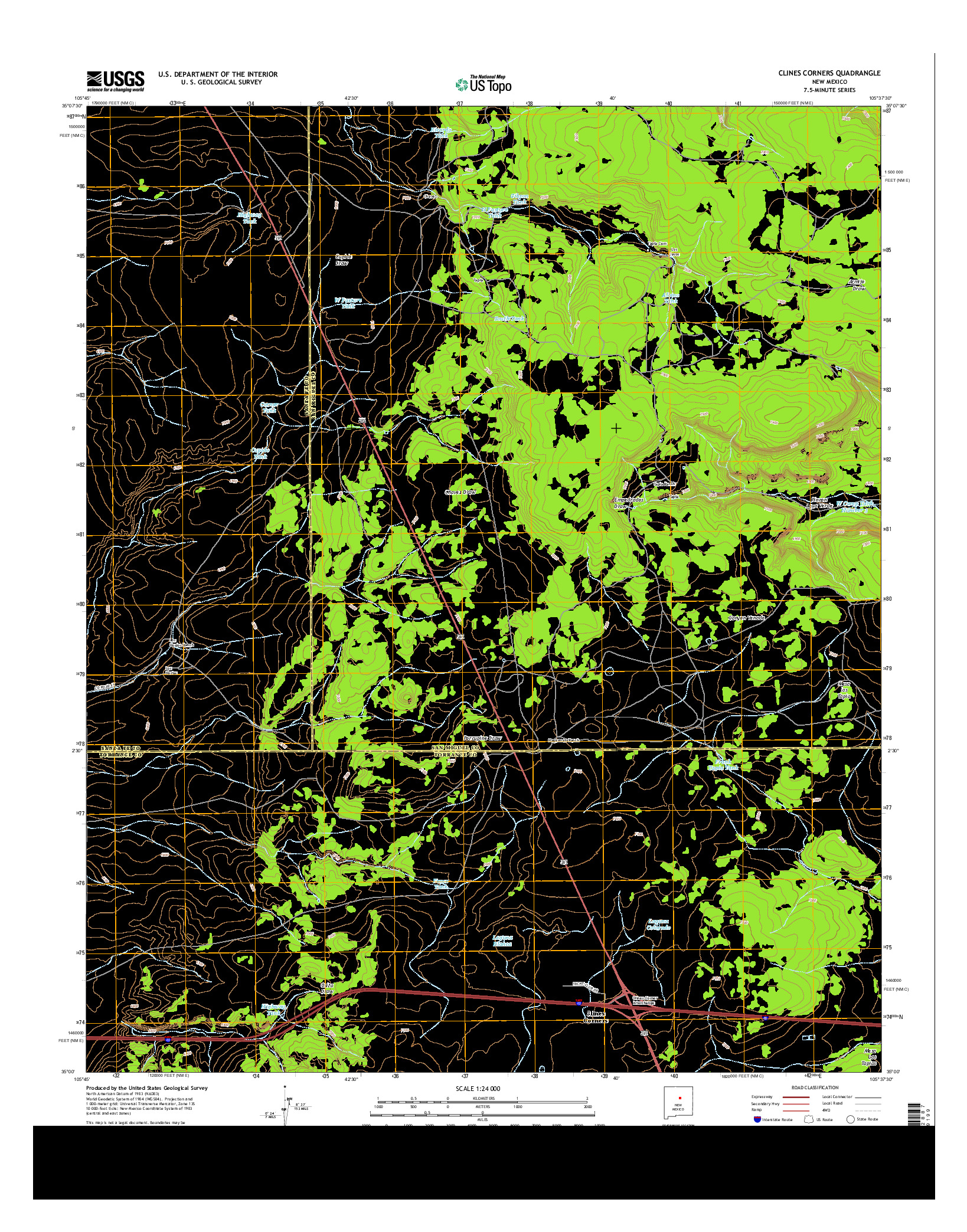 USGS US TOPO 7.5-MINUTE MAP FOR CLINES CORNERS, NM 2013