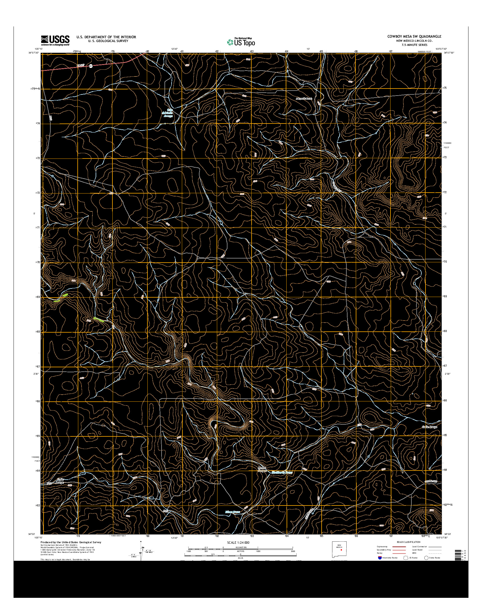 USGS US TOPO 7.5-MINUTE MAP FOR COWBOY MESA SW, NM 2013