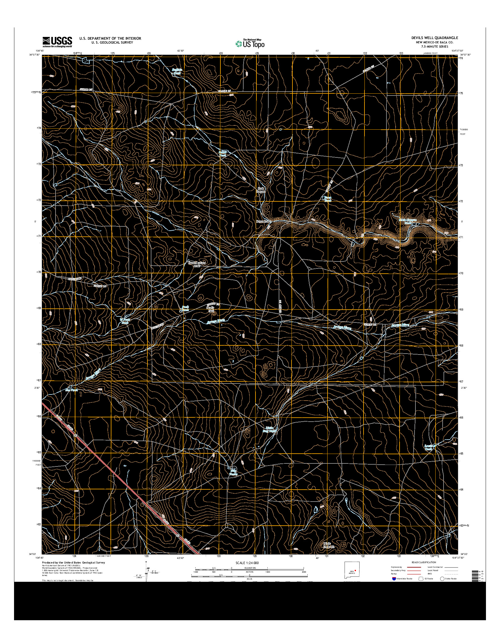 USGS US TOPO 7.5-MINUTE MAP FOR DEVILS WELL, NM 2013